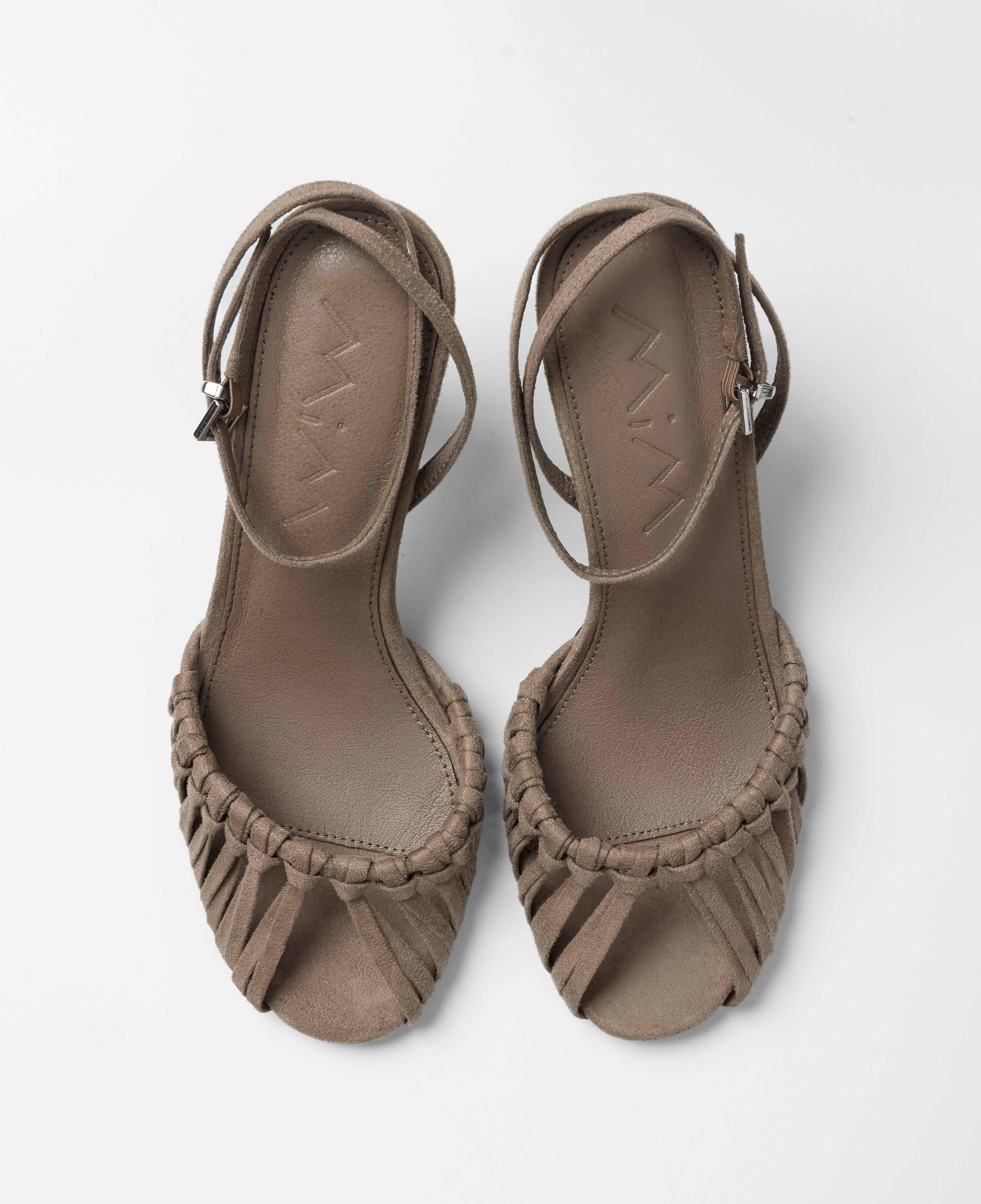 Sandalias de tacón de mujer con detalle de nudos y puntera redondeada - Mim - Topo Topo-4