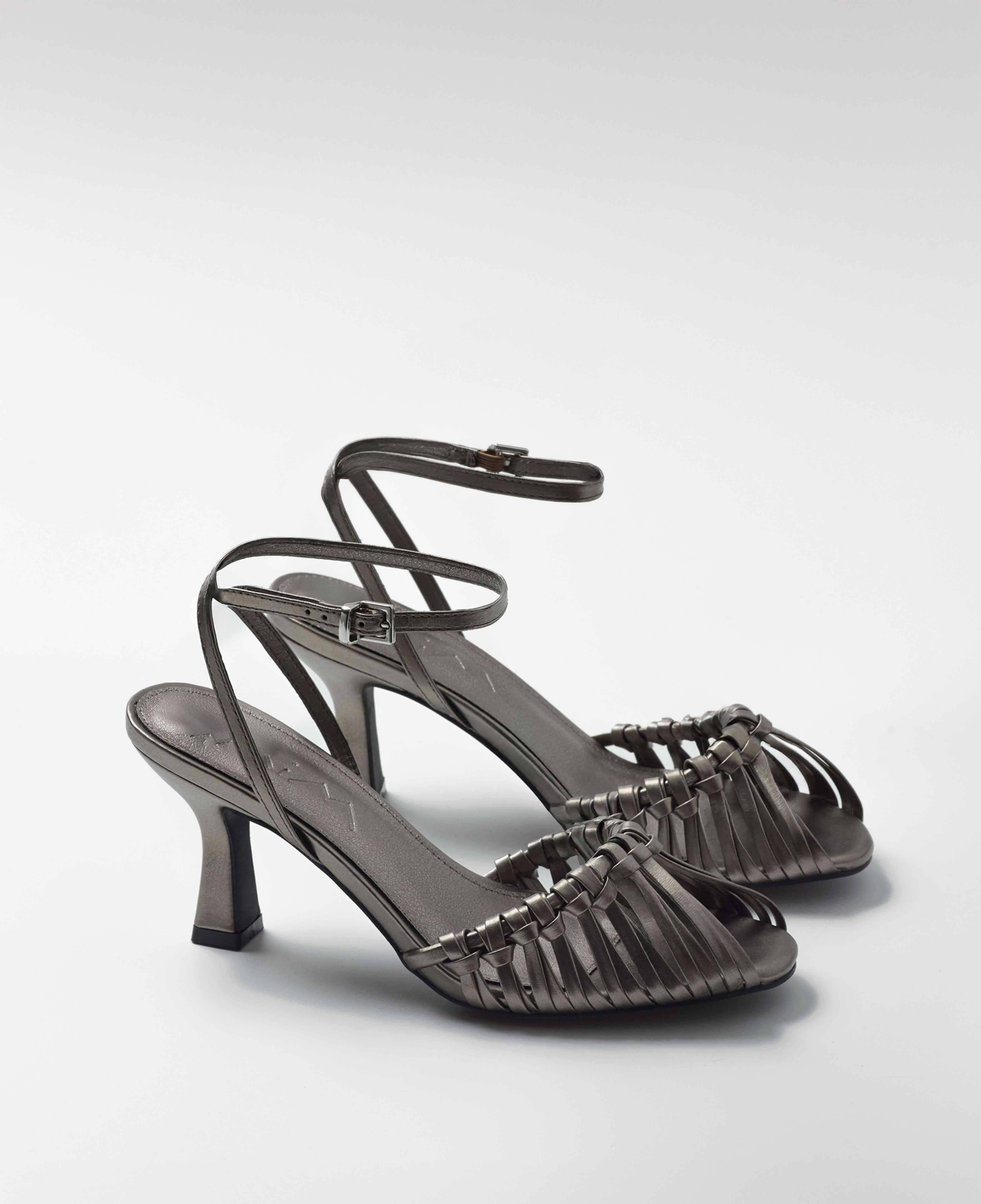 Sandalias de tacón de mujer con detalle de nudos en color - Mim - Metalizado Metalizado-2