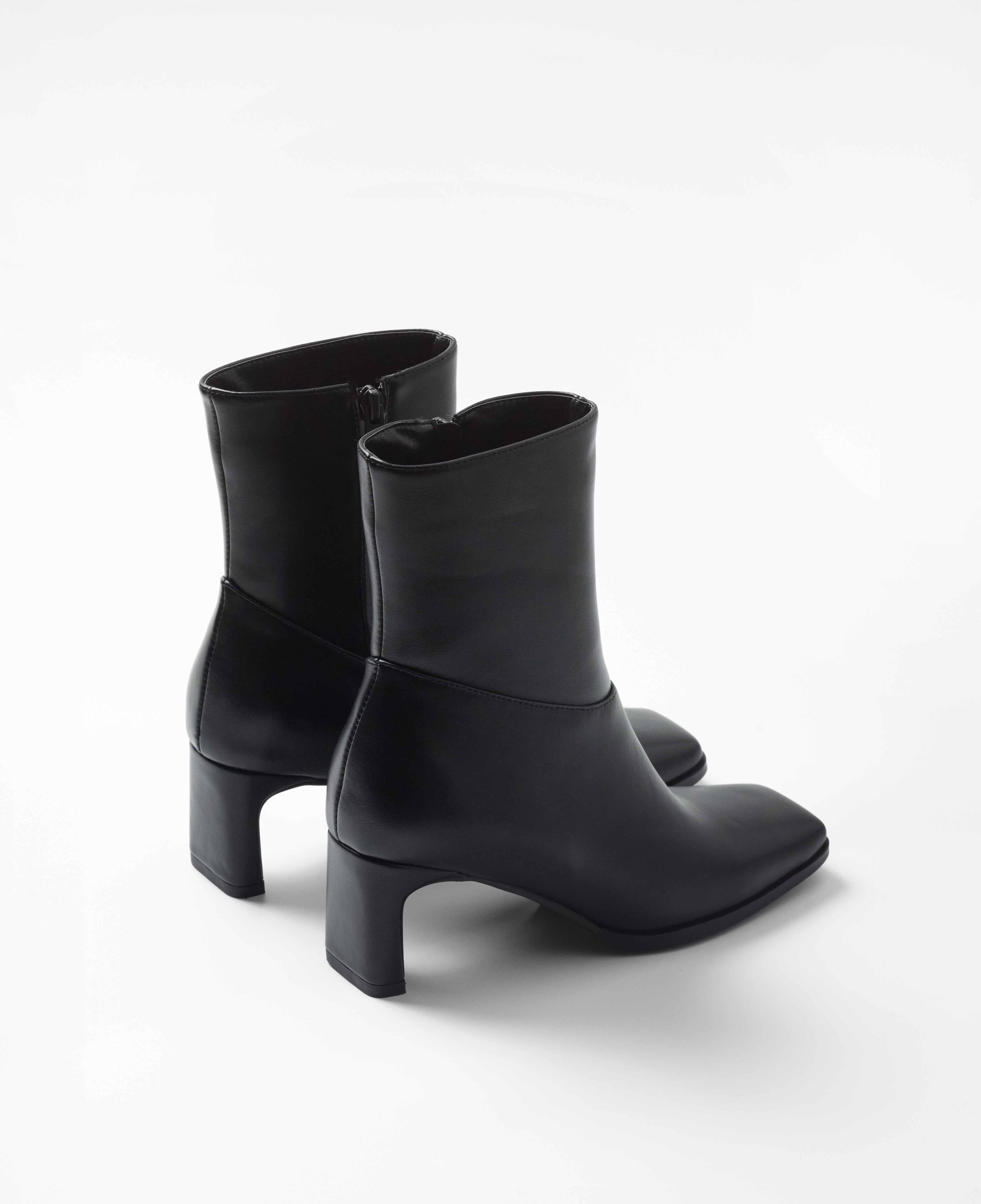 Botines de mujer de caña baja con puntera cuadrada - Mim - Negro Negro-3