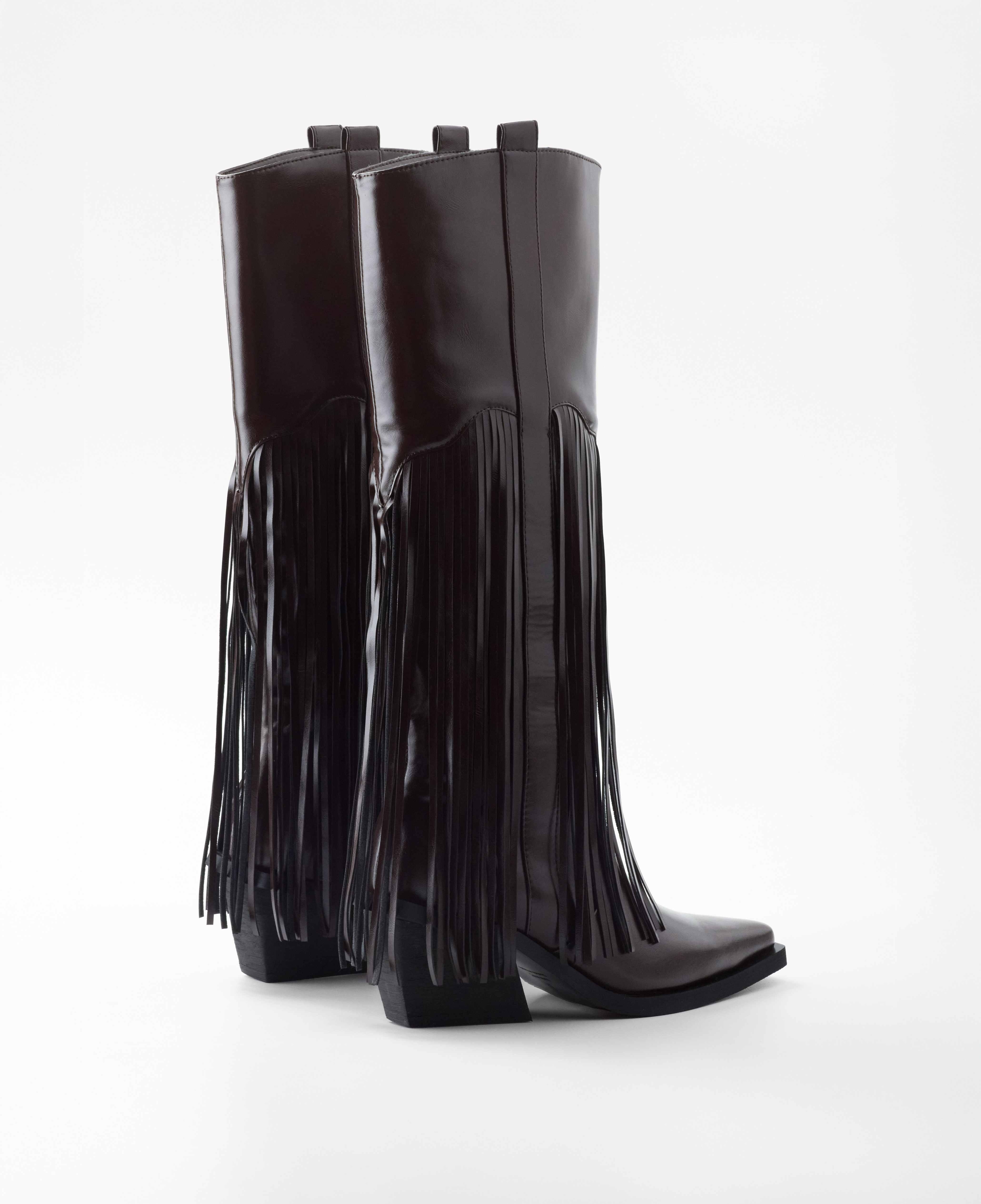 Botas cowboy de mujer de caña alta con flecos - Mim - Choco Choco-3