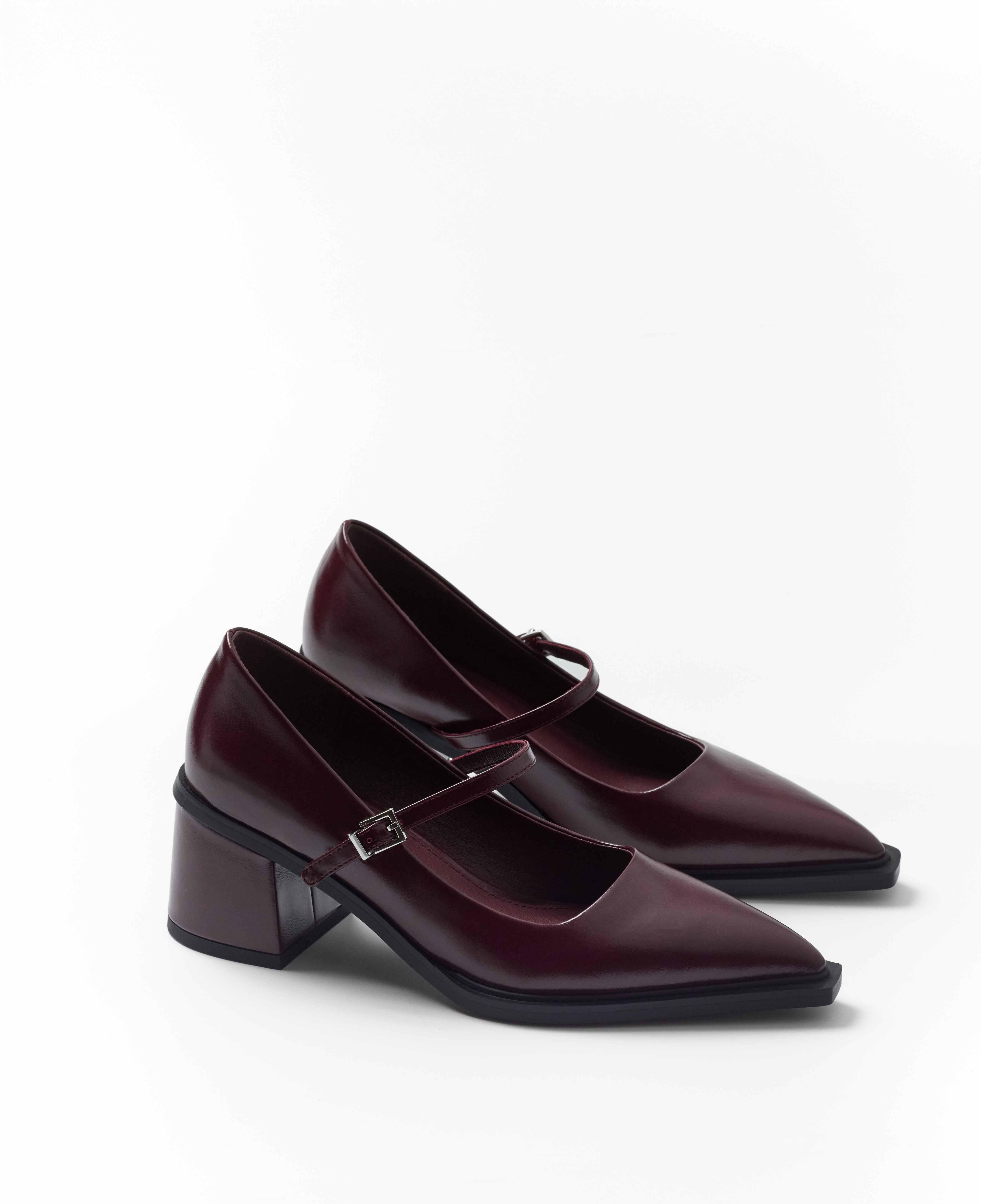 Zapatos de salón de mujer con tira en empeine con hebilla - Mim - Burdeos Burdeos-2