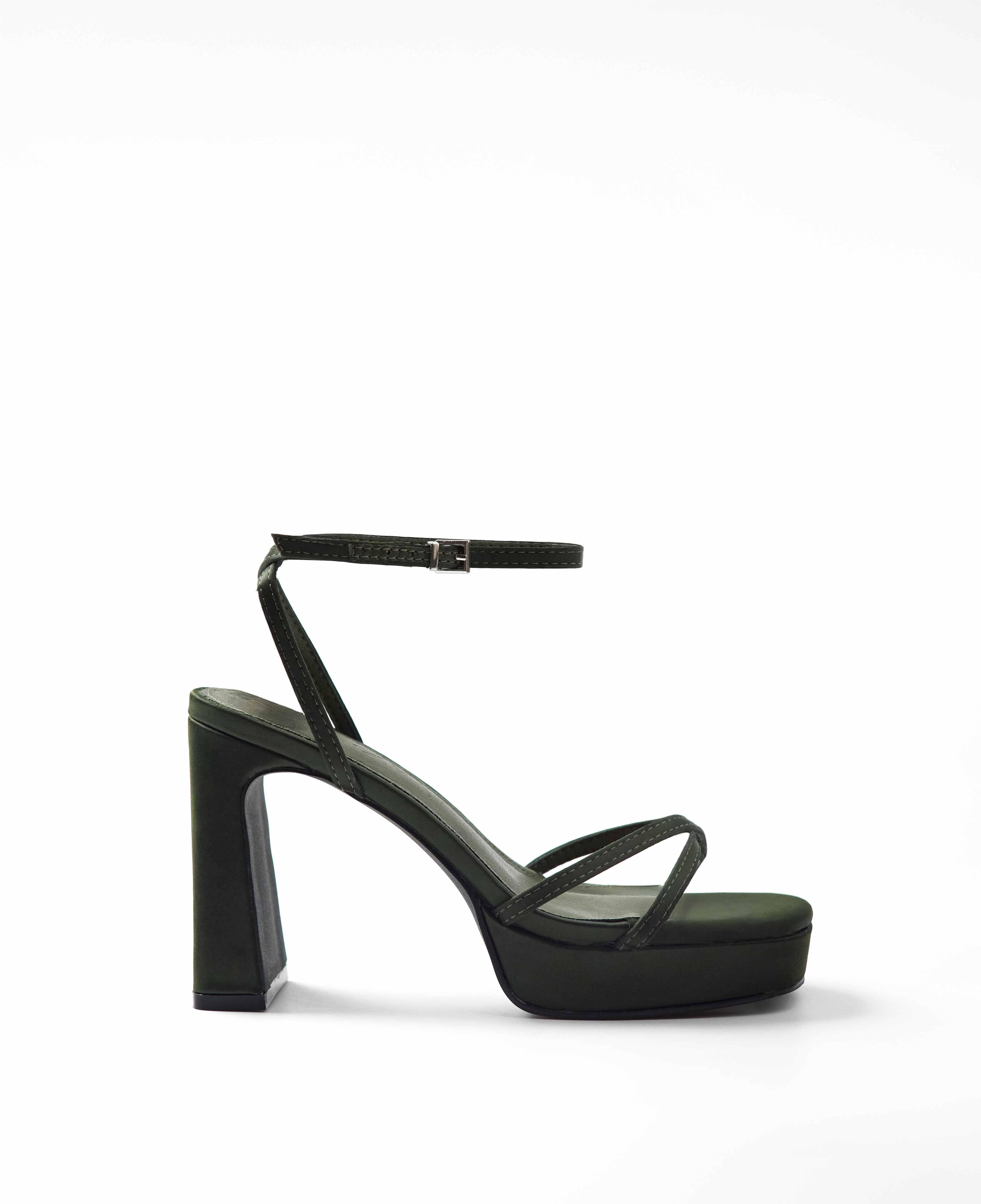 Sandalias de tacón de muje con tiras y plataforma - Mim - Verde Oliva Verde Oliva-1