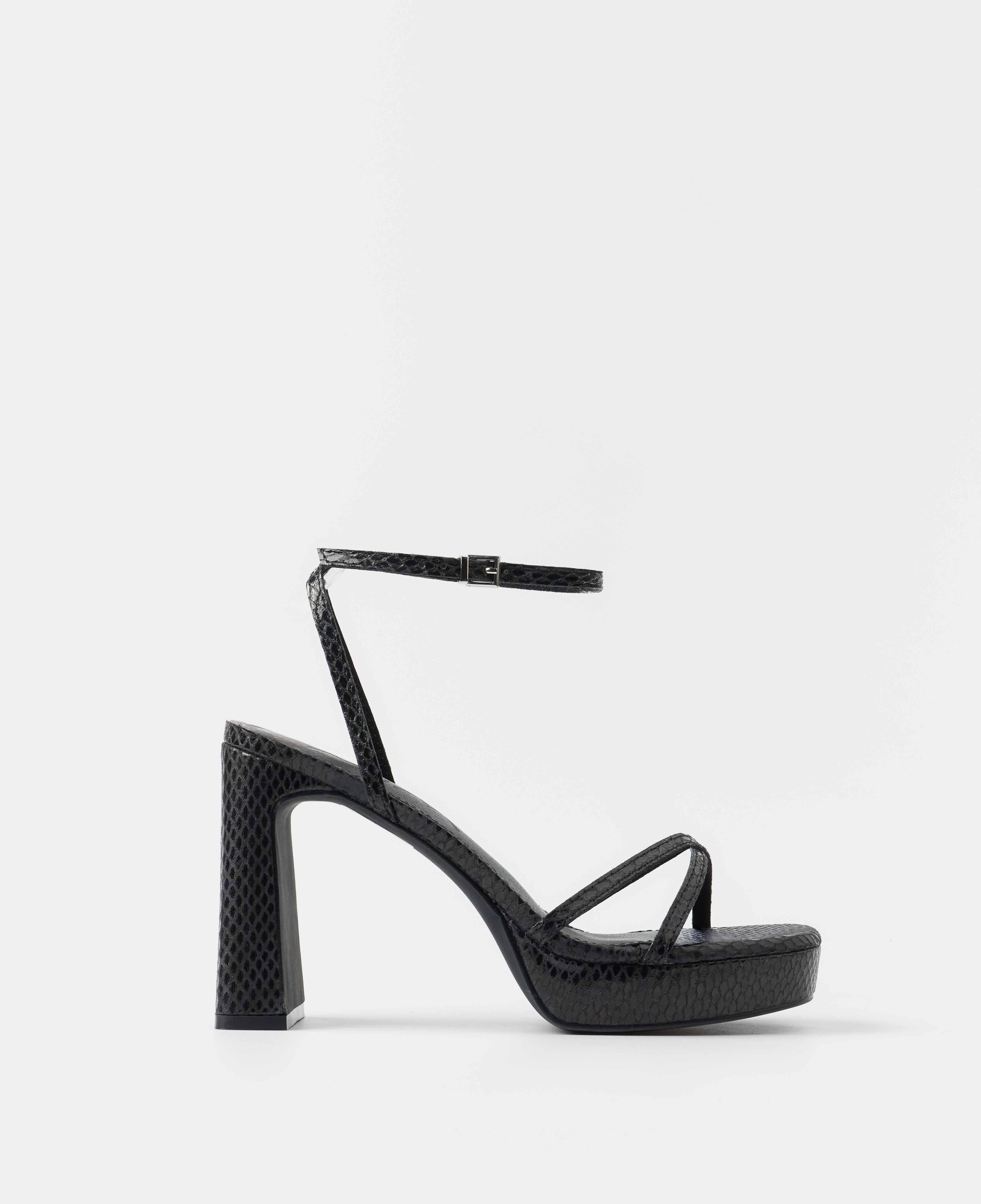 Mim - Sandalias de tiras de mujer de tacón con grabado de serpiente.