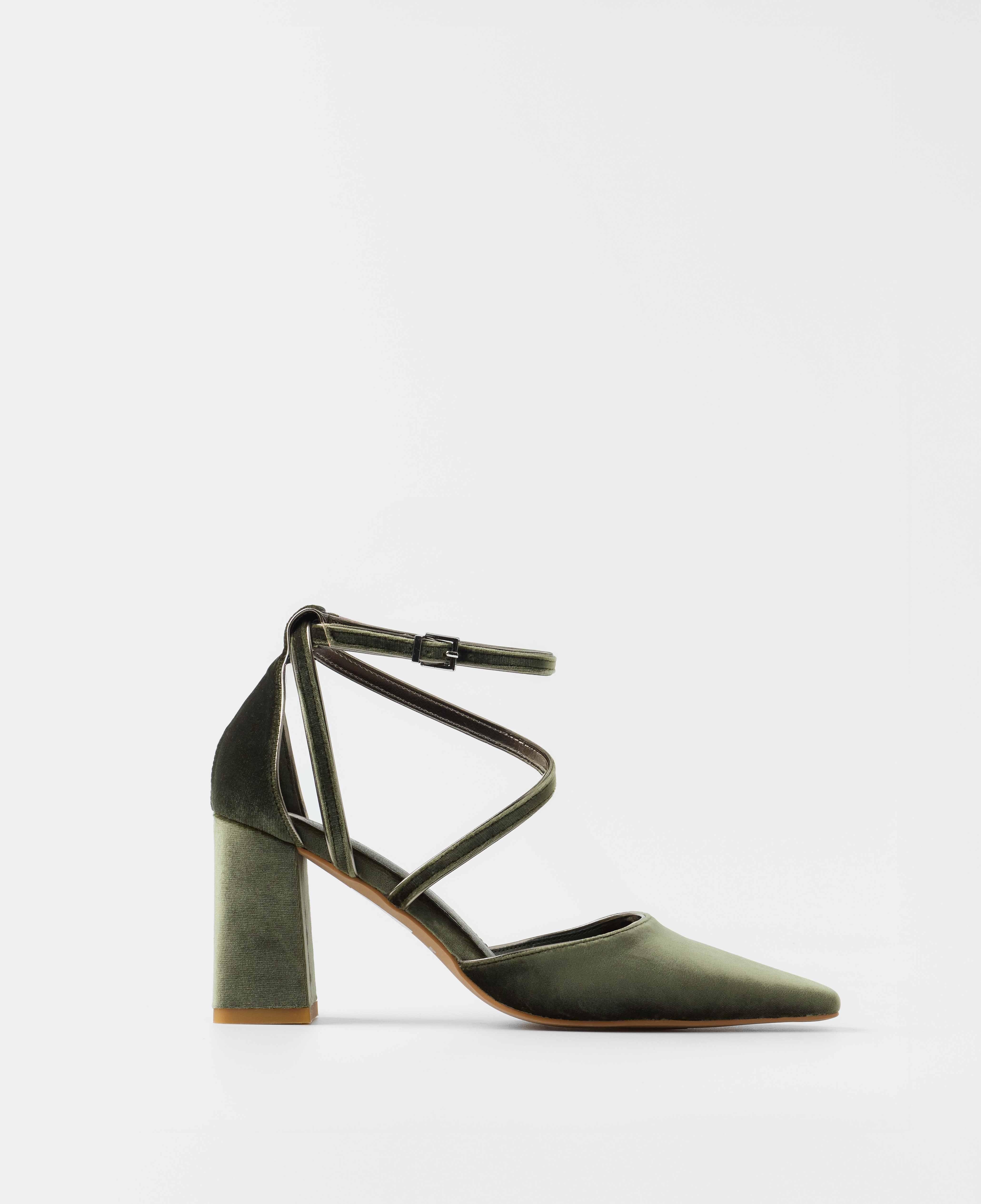 Imagen 0 de Zapatos de salón de mujer con acabado aterciopelado Verde Oliva