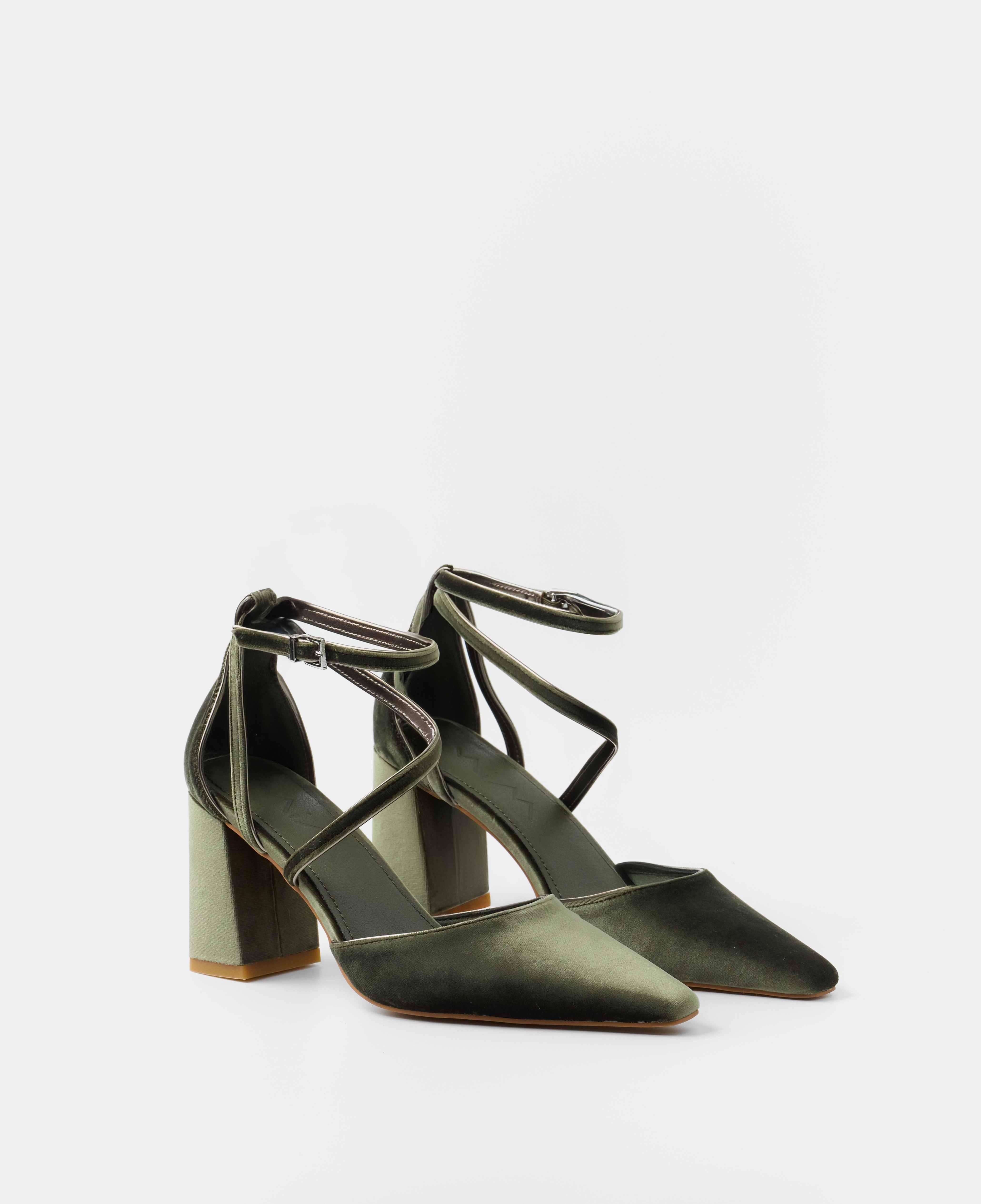 Imagen 2 de Zapatos de salón de mujer con acabado aterciopelado - Mim - Verde Oliva Verde Oliva