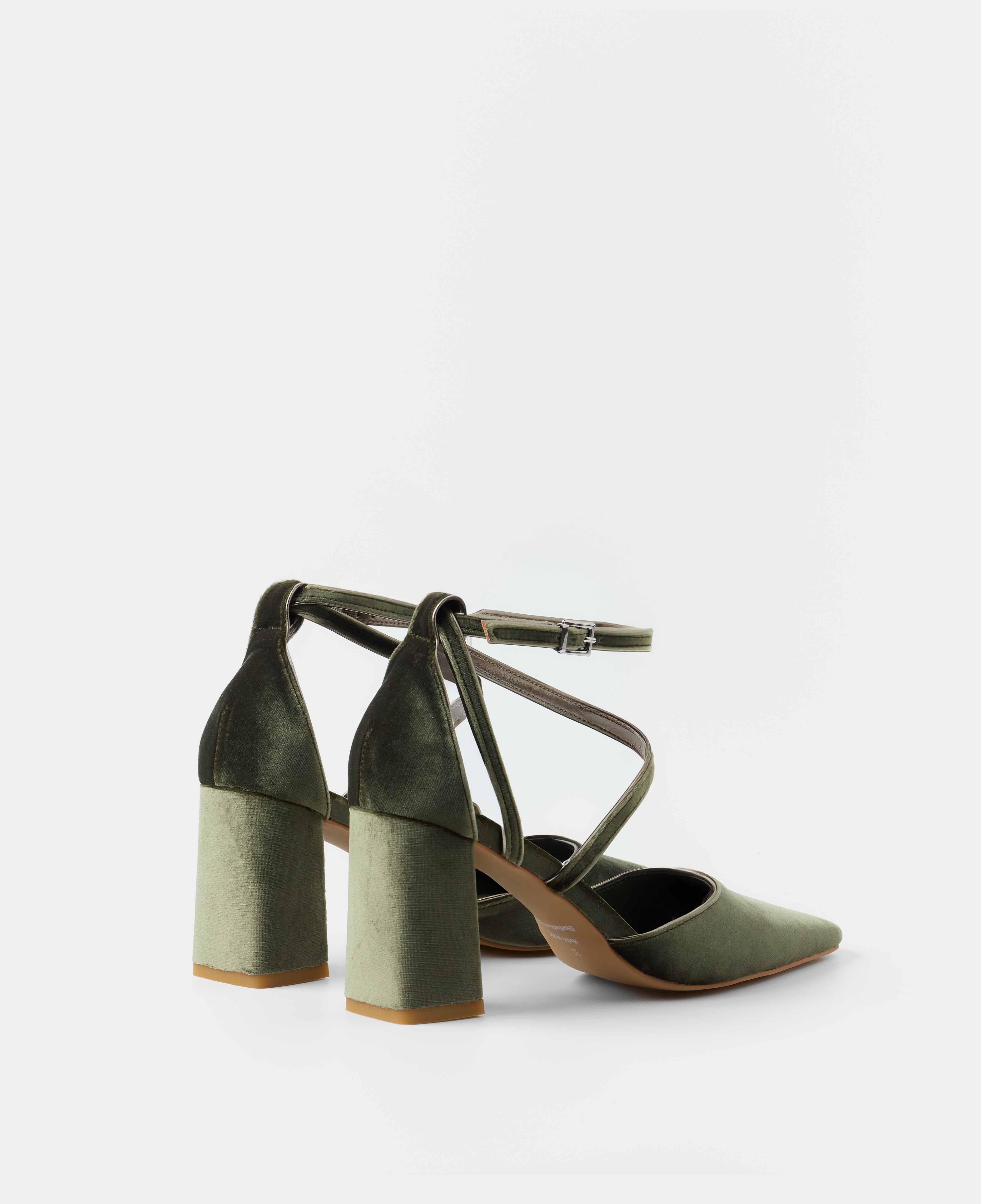 Imagen 3 de Zapatos de salón de mujer con acabado aterciopelado - Mim - Verde Oliva Verde Oliva