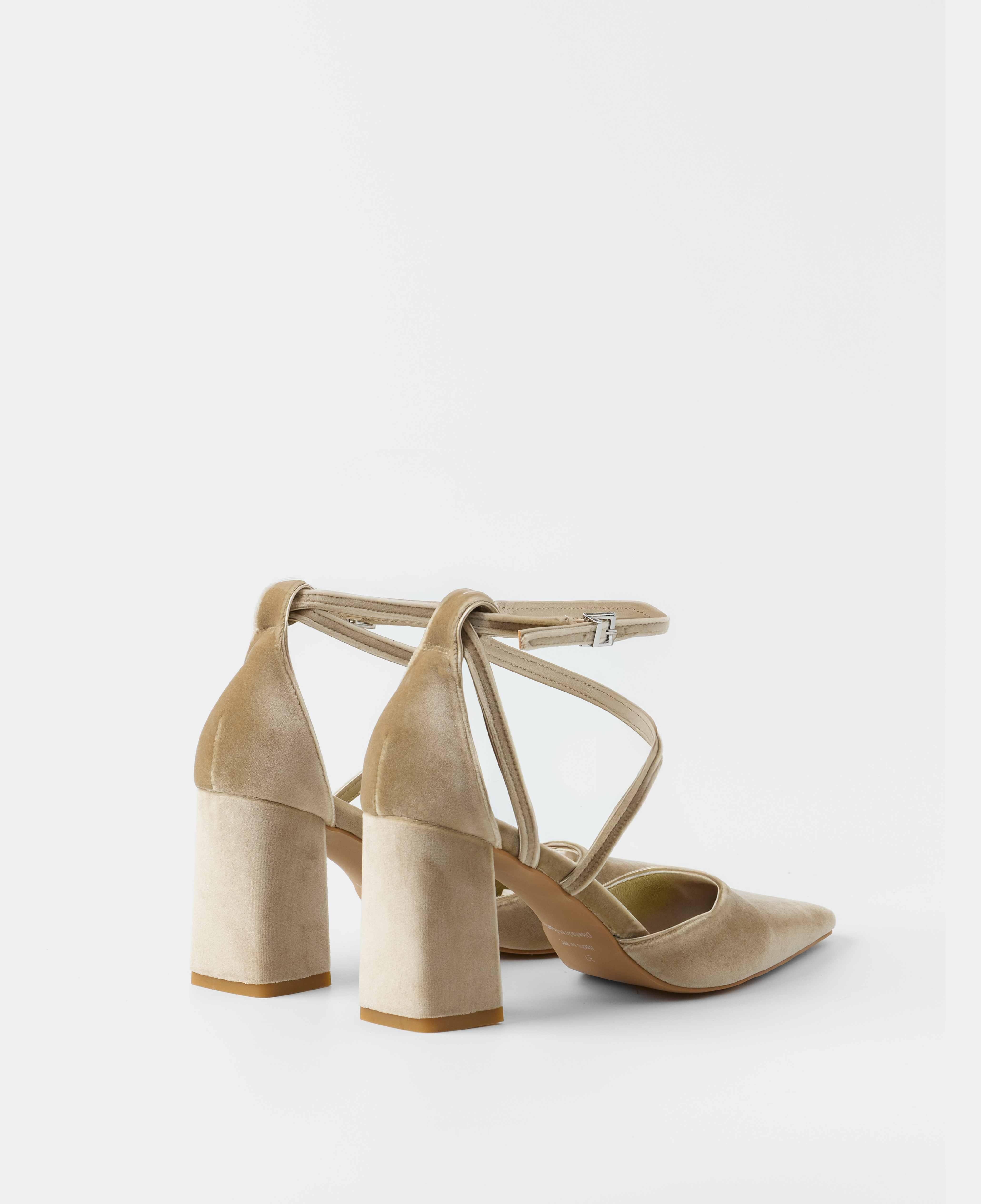 Imagen 3 de Zapatos de salón de mujer con acabado aterciopelado - Mim - Champagne Champagne