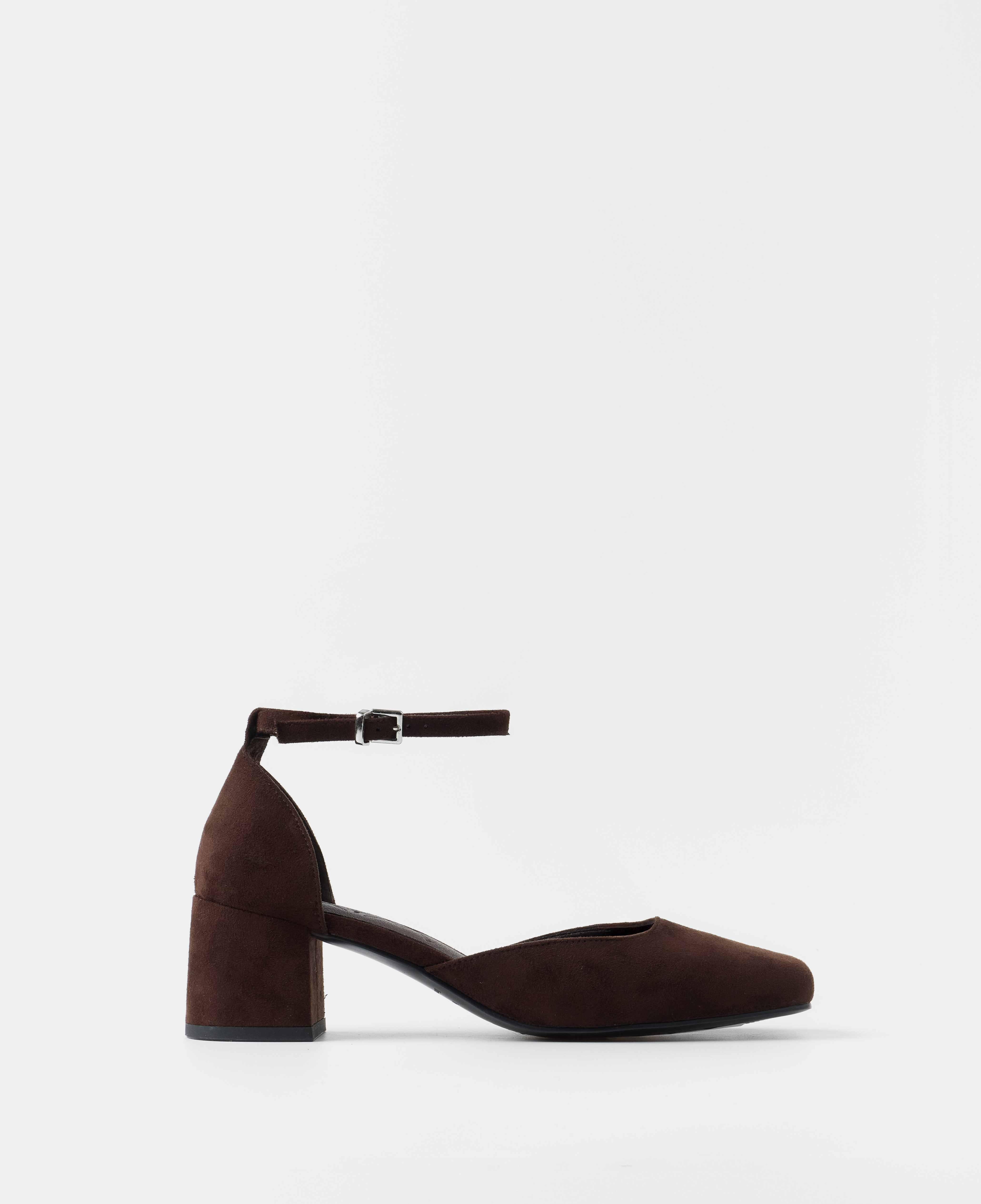 Zapatos de salón de mujer cerrados con pulsera al tobillo - Mim - Marrón chocolate Marrón chocolate-1