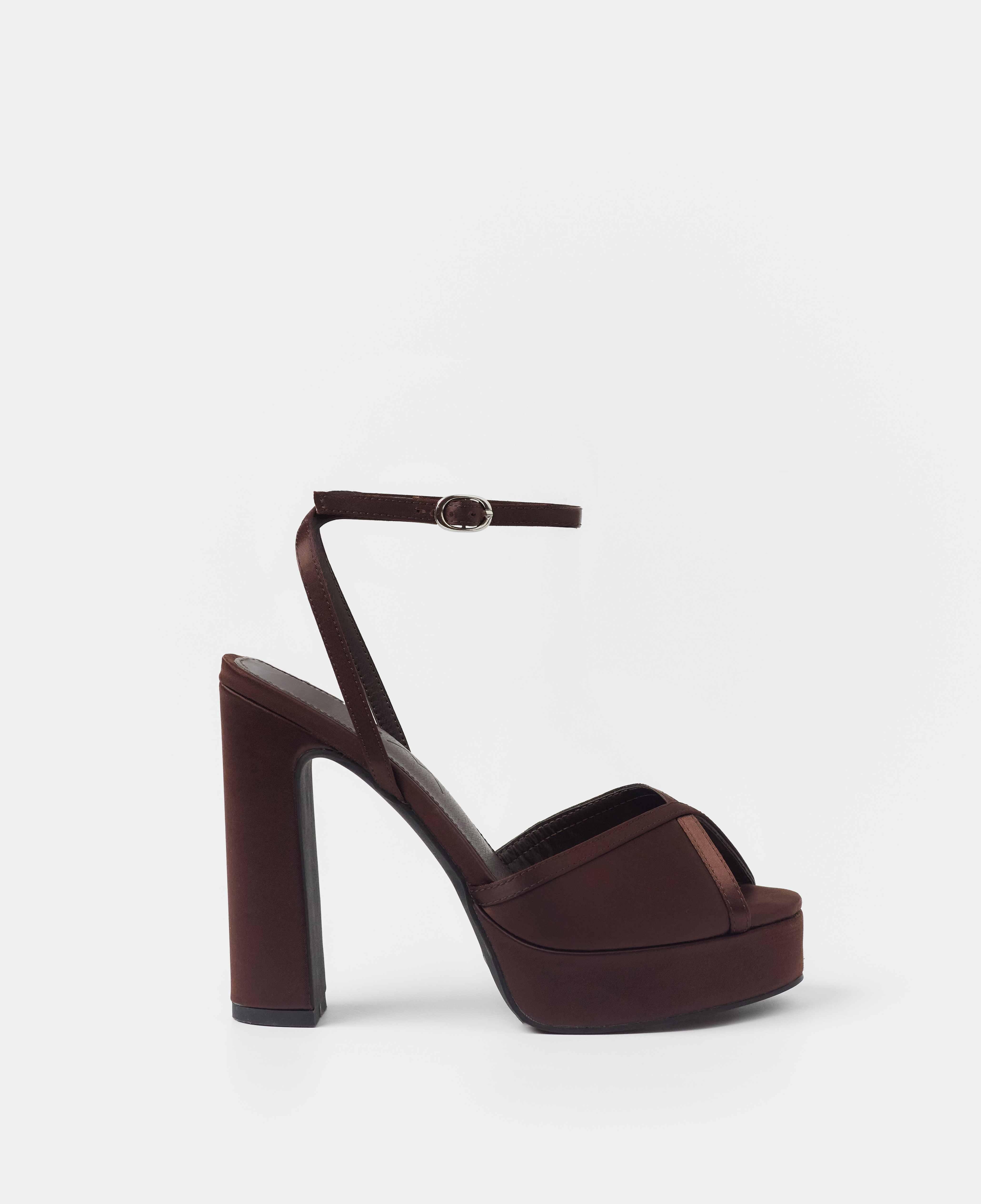 Sandalias de tiras de mujer de tacón con plataforma - Mim - Marrón chocolate Marrón chocolate-1