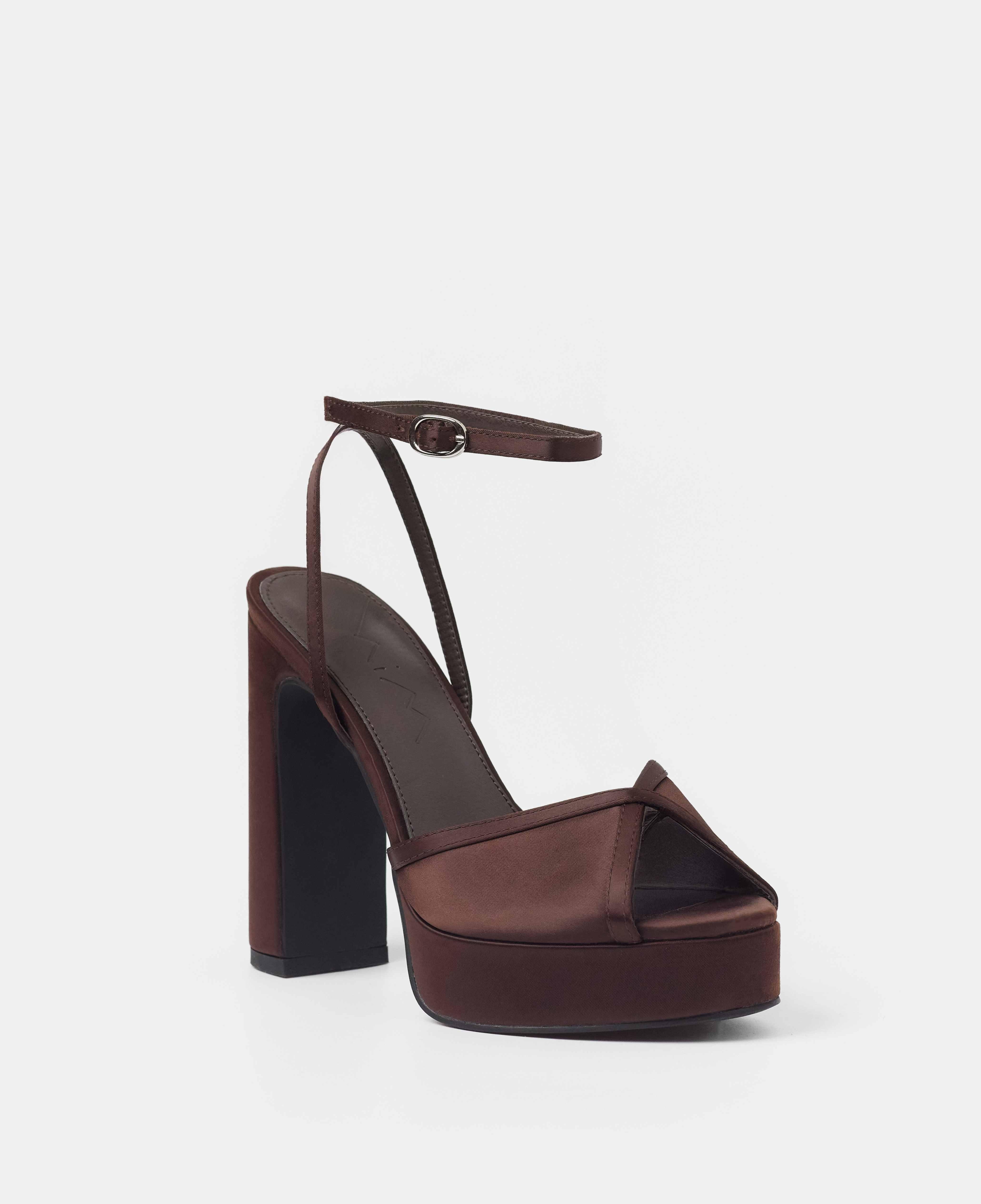 Sandalias de tiras de mujer de tacón con plataforma - Mim - Marrón chocolate Marrón chocolate-2