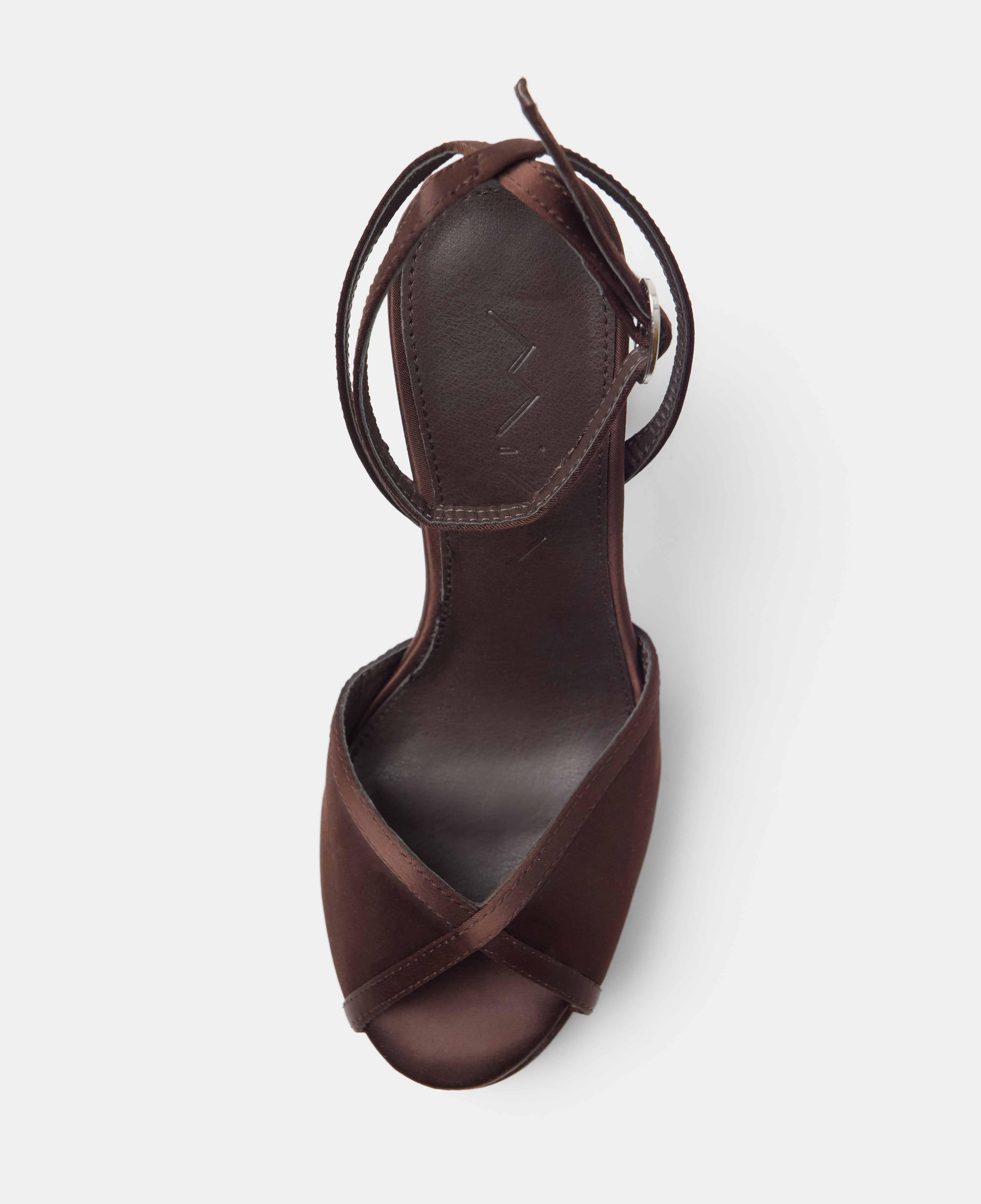 Sandalias de tiras de mujer de tacón con plataforma - Mim - Marrón chocolate Marrón chocolate-4