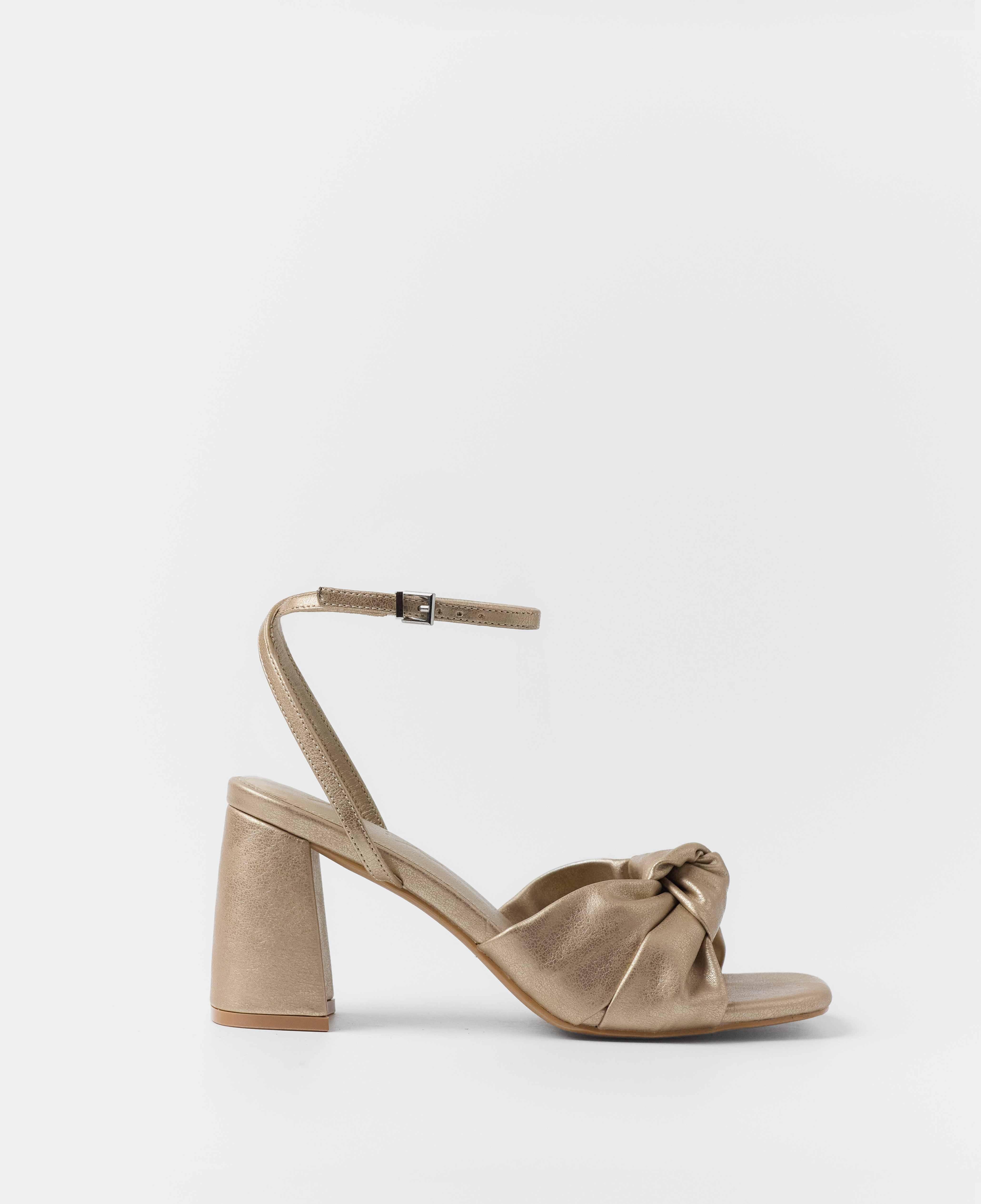 Mim - Sandalias de tacón de mujer con detalle de nudo delantero.