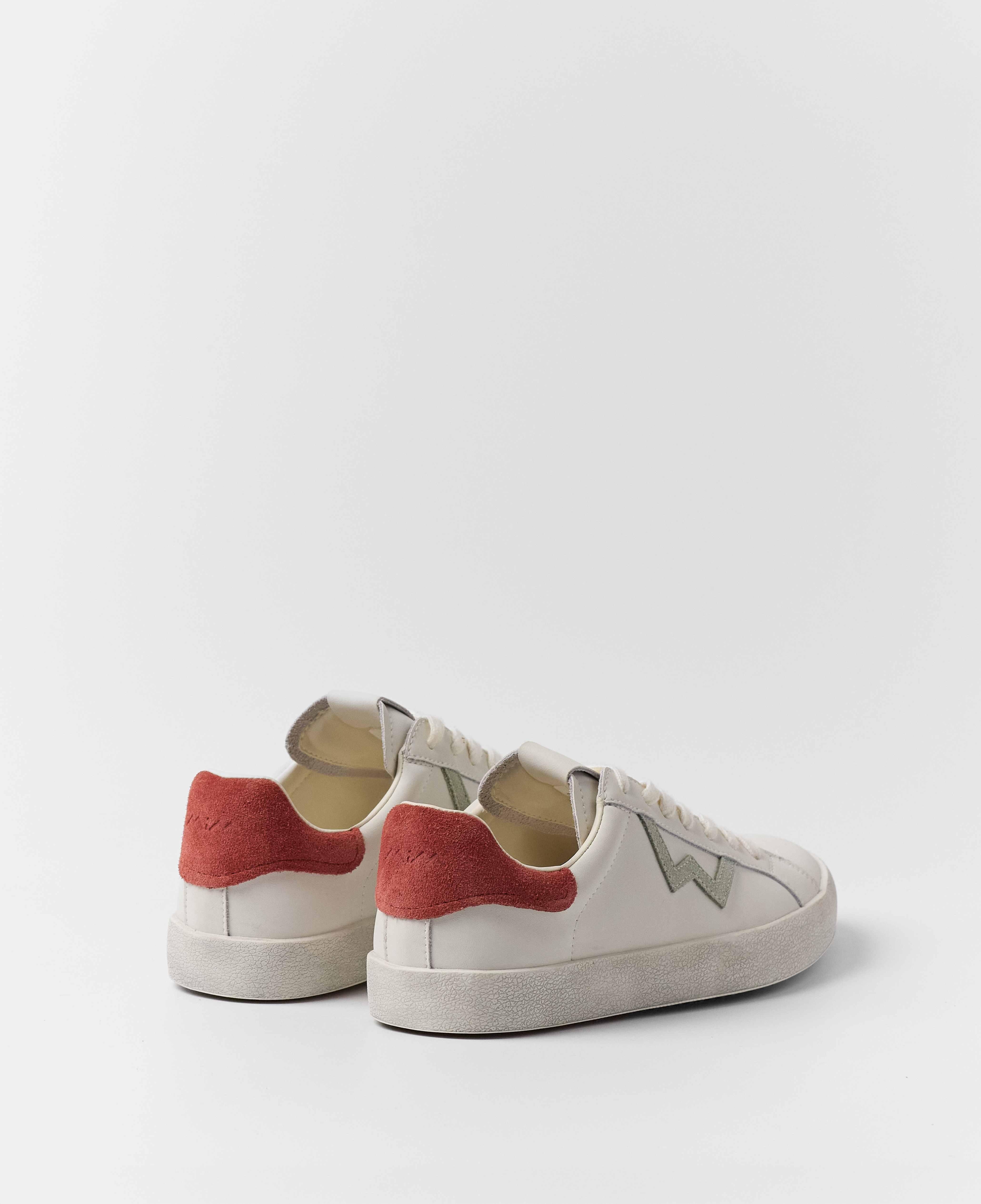 Zapatillas blancas de mujer en piel blanca con logo - Mim - Blanco / Rojo Blanco / Rojo-3