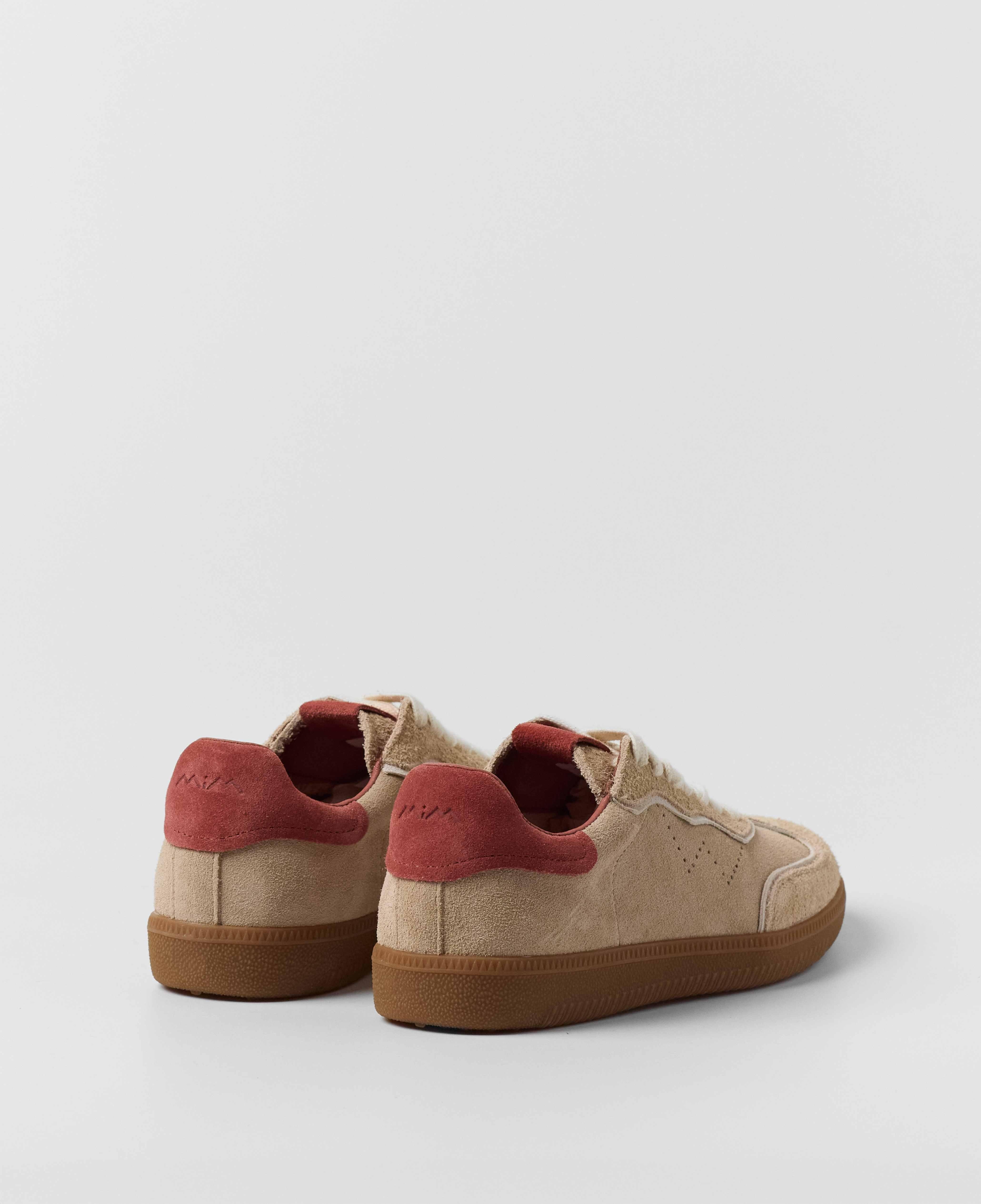Zapatillas básicas de mujer de cordones en ante - Mim - Beige/Rosa Beige/Rosa-3
