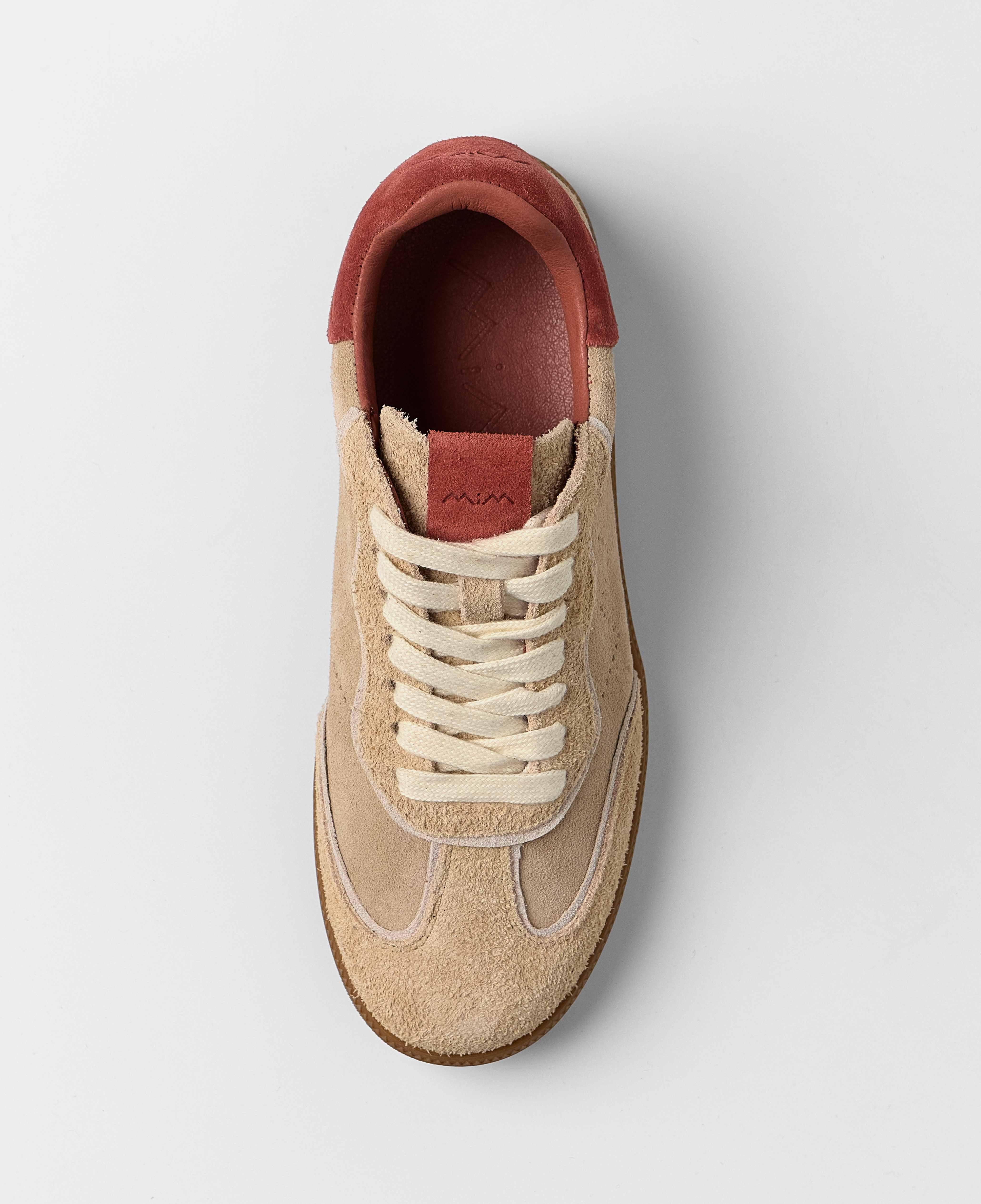 Zapatillas básicas de mujer de cordones en ante - Mim - Beige/Rosa Beige/Rosa-4