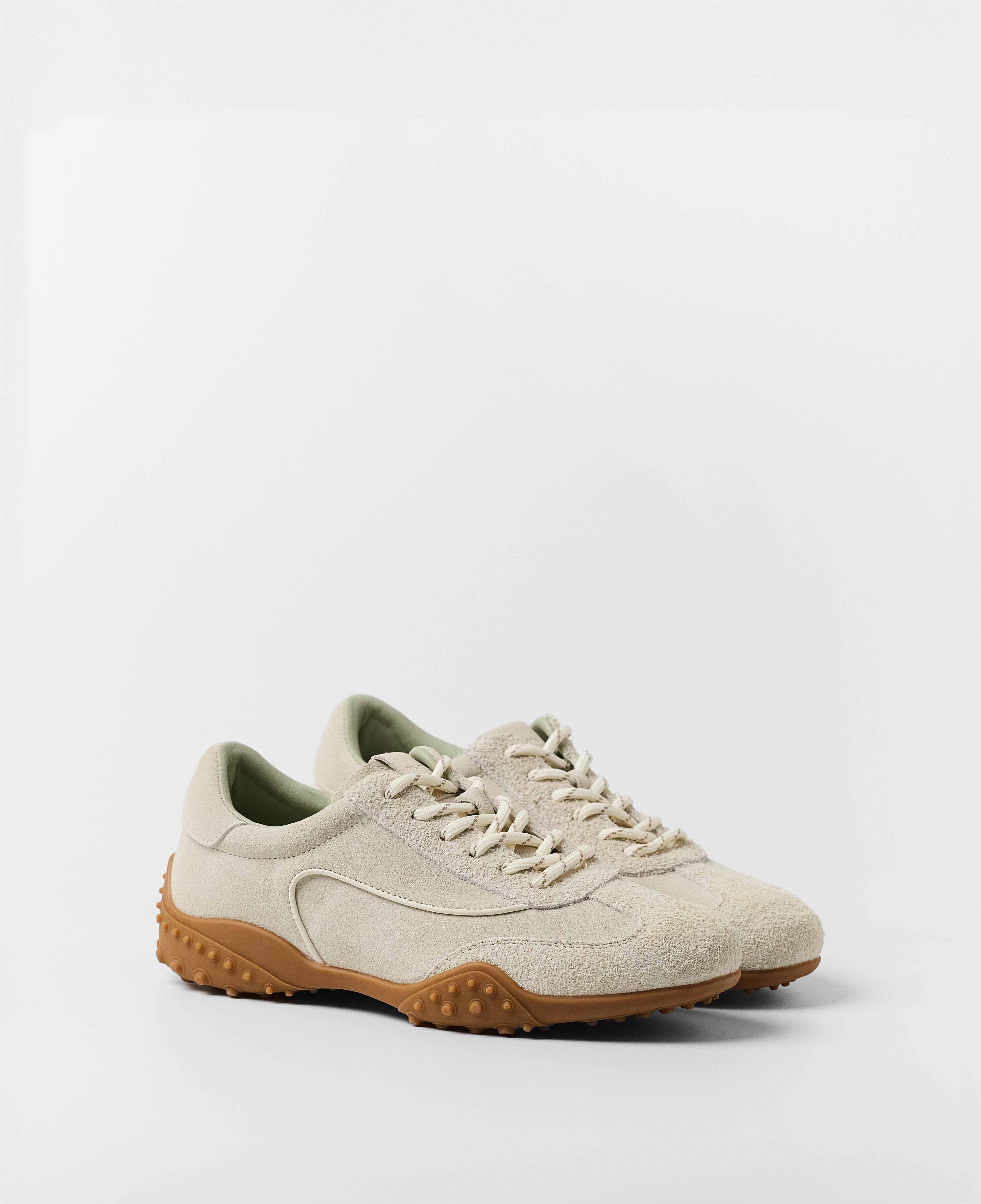 Zapatillas deportivas de mujer de cordones en ante - Mim - Blanco hielo Blanco hielo-2