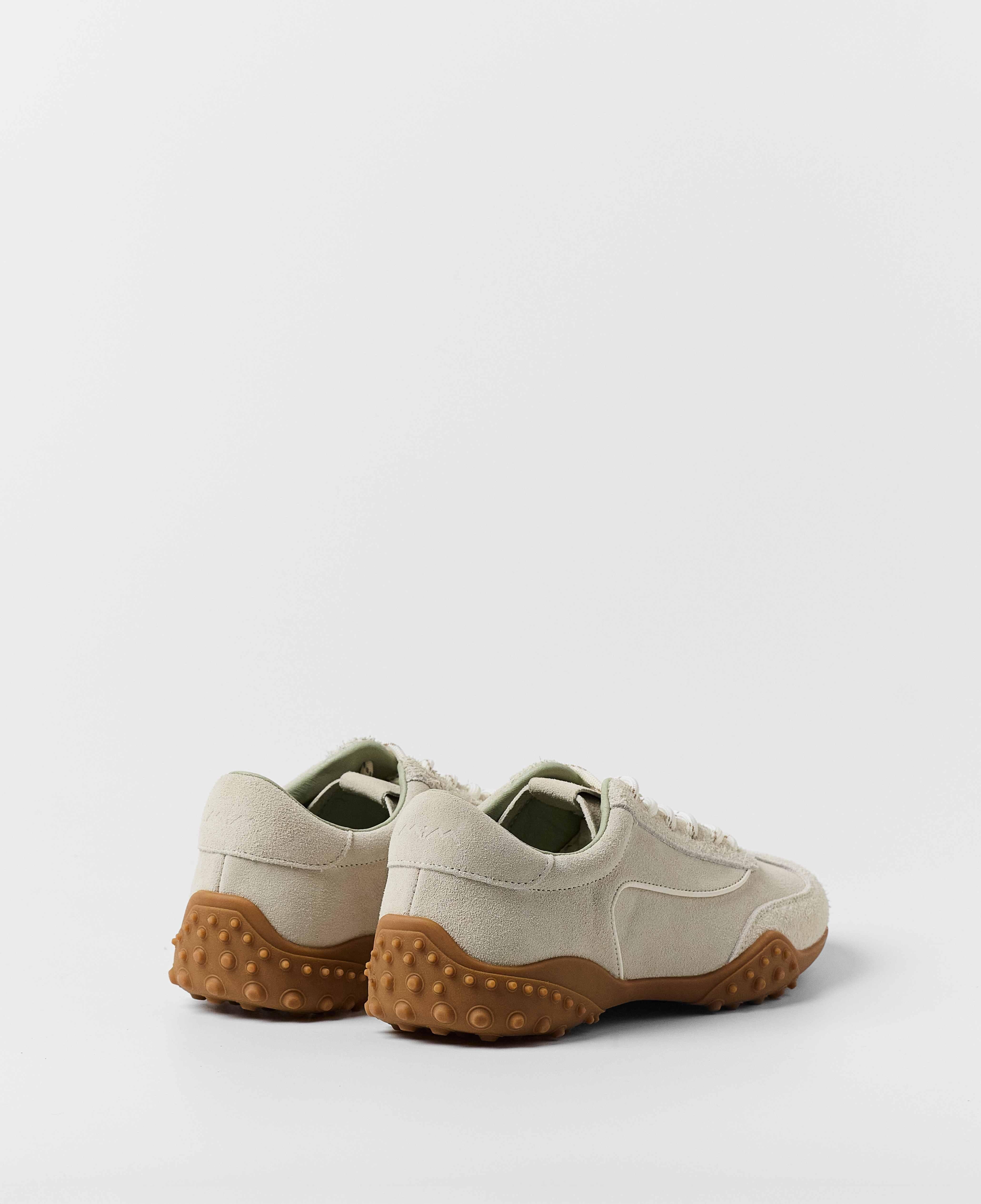 Zapatillas deportivas de mujer de cordones en ante - Mim - Blanco hielo Blanco hielo-3