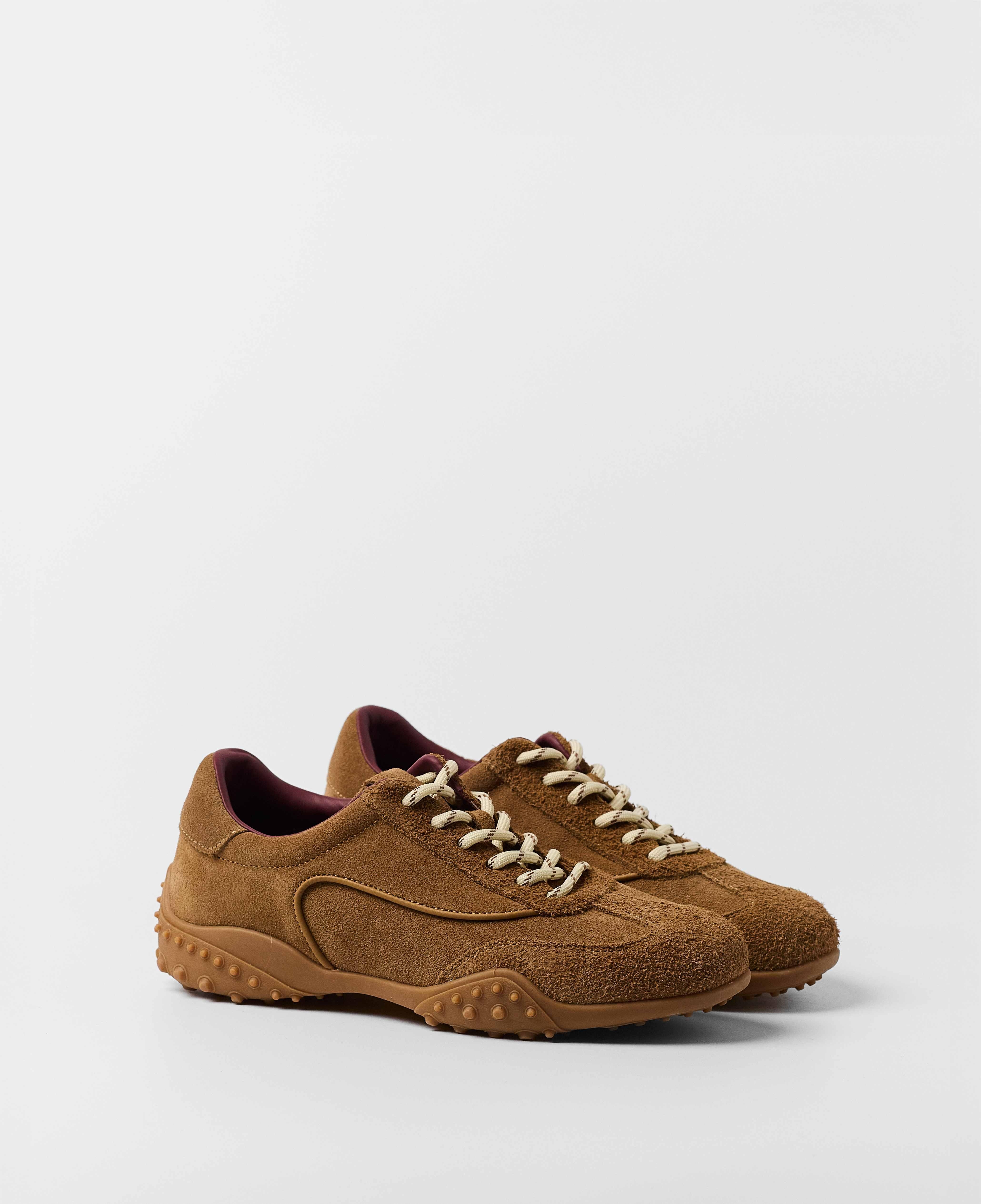 Zapatillas deportivas de mujer de cordones en ante - Mim - Camel Camel-2