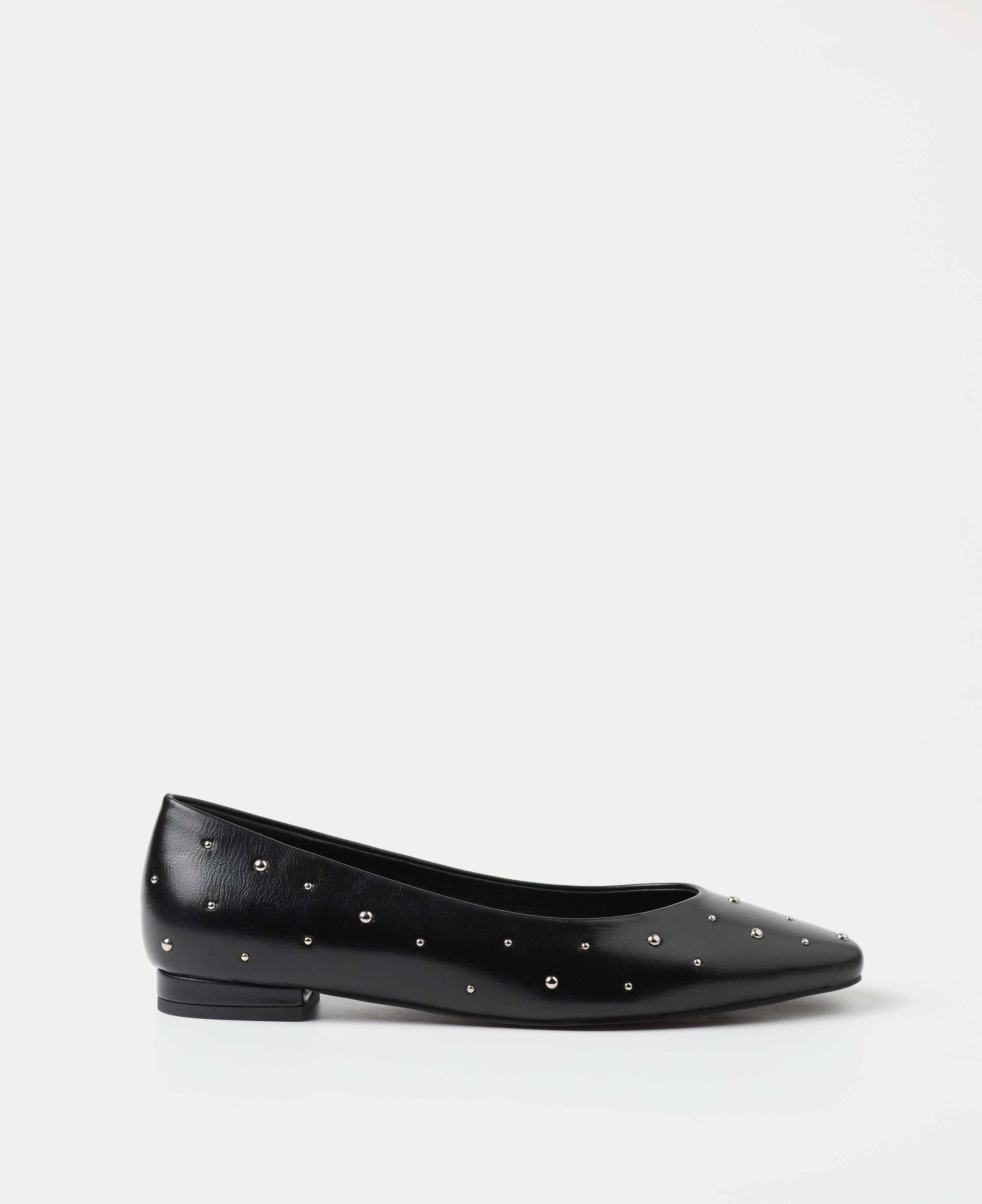 Bailarinas planas de mujer acabadas en punta con detalle de tachuelas metálicas - Mim - Negro Negro-1