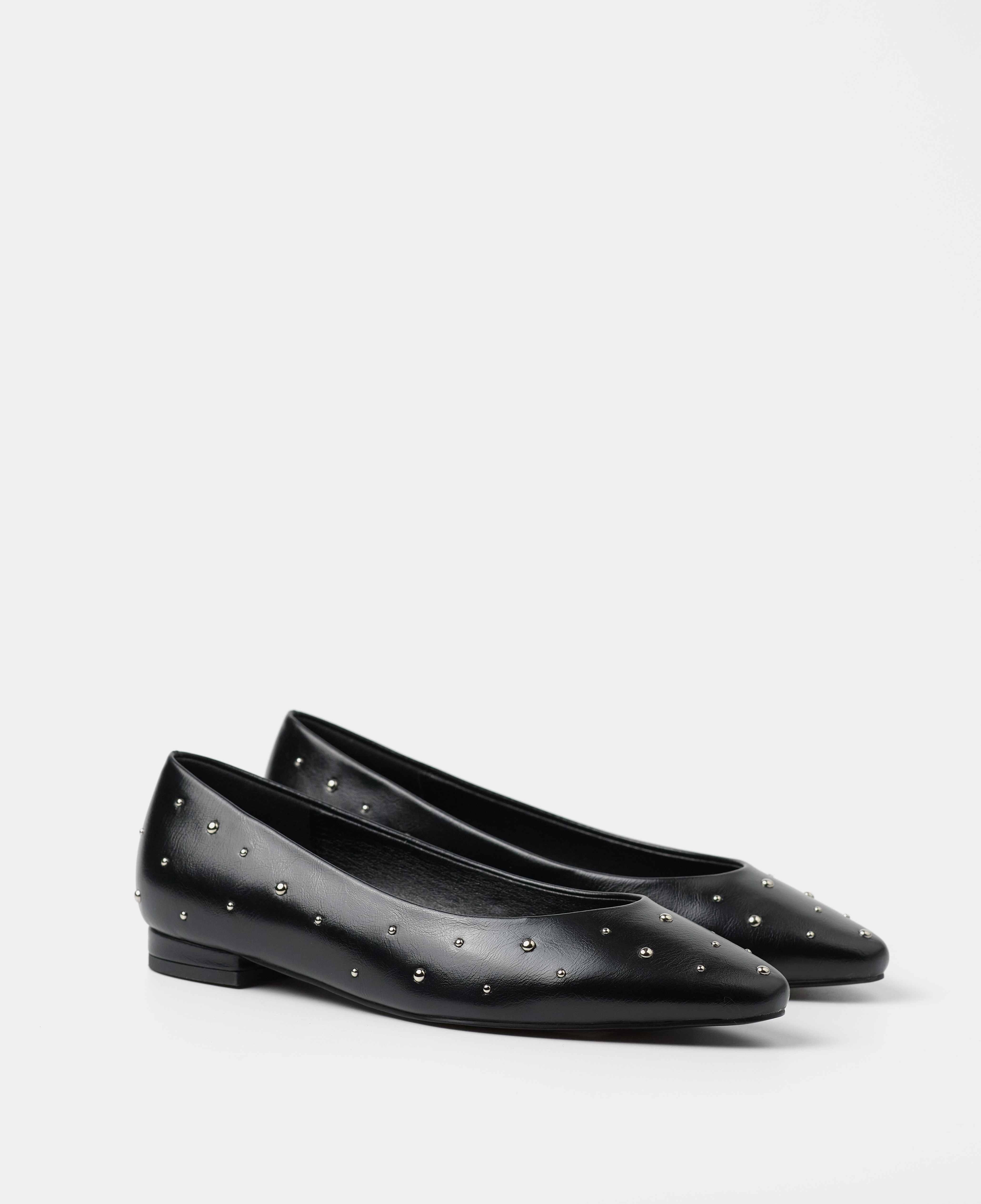 Bailarinas planas de mujer acabadas en punta con detalle de tachuelas metálicas - Mim - Negro Negro-2