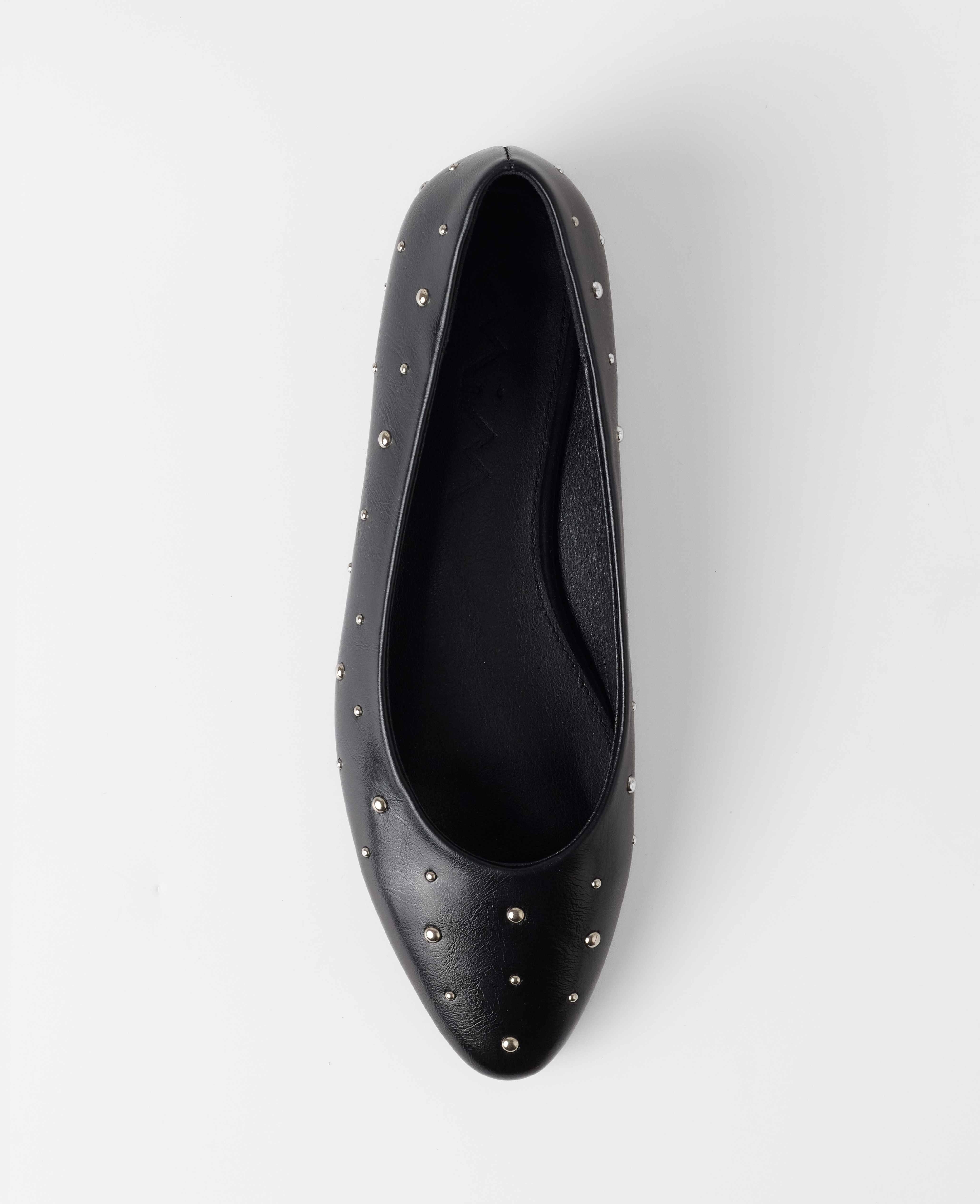Bailarinas planas de mujer acabadas en punta con detalle de tachuelas metálicas - Mim - Negro Negro-4