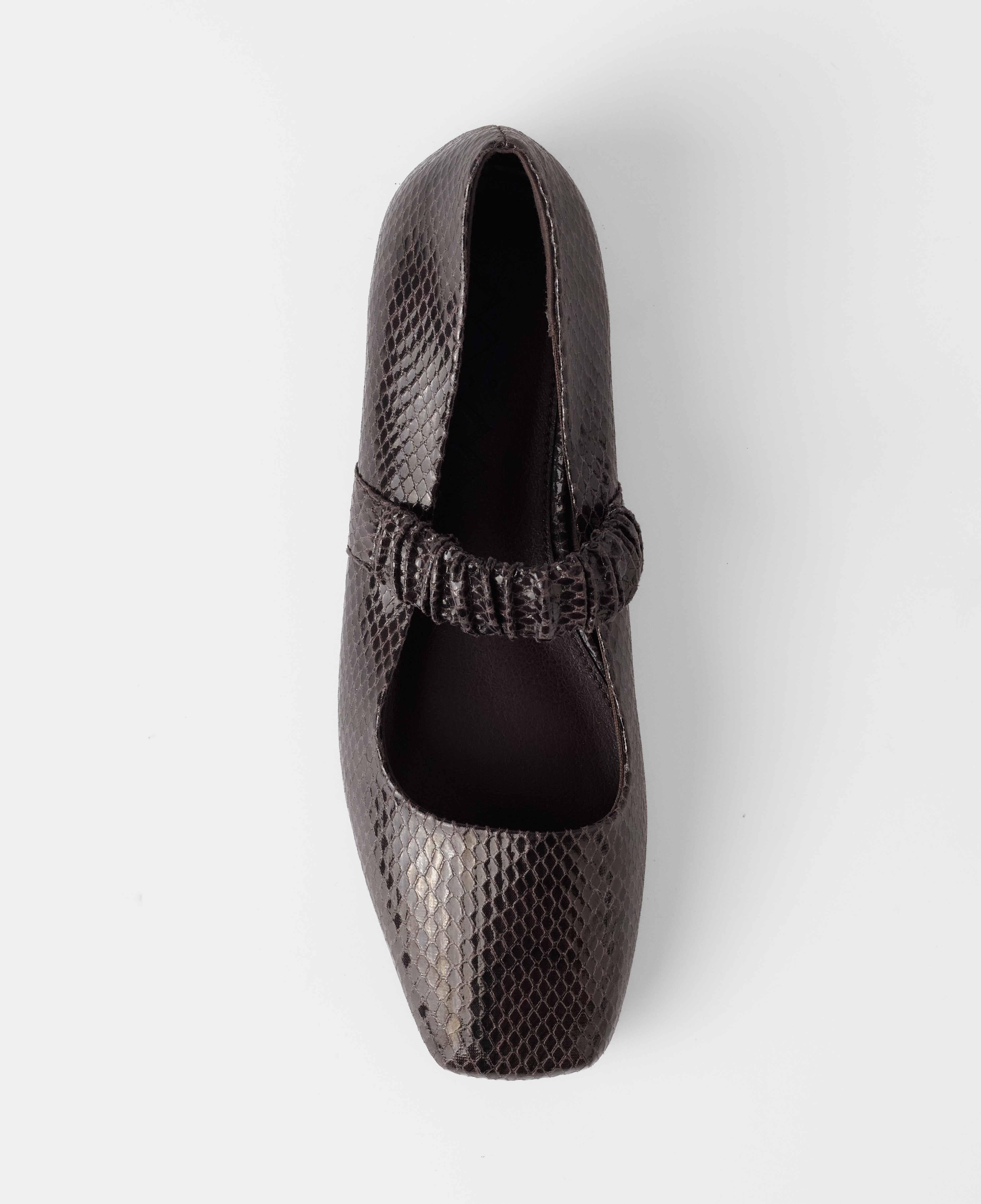 Bailarinas planas de mujer con estampado de serpiente y ajuste elástico - Mim - Marrón chocolate Marrón chocolate-4