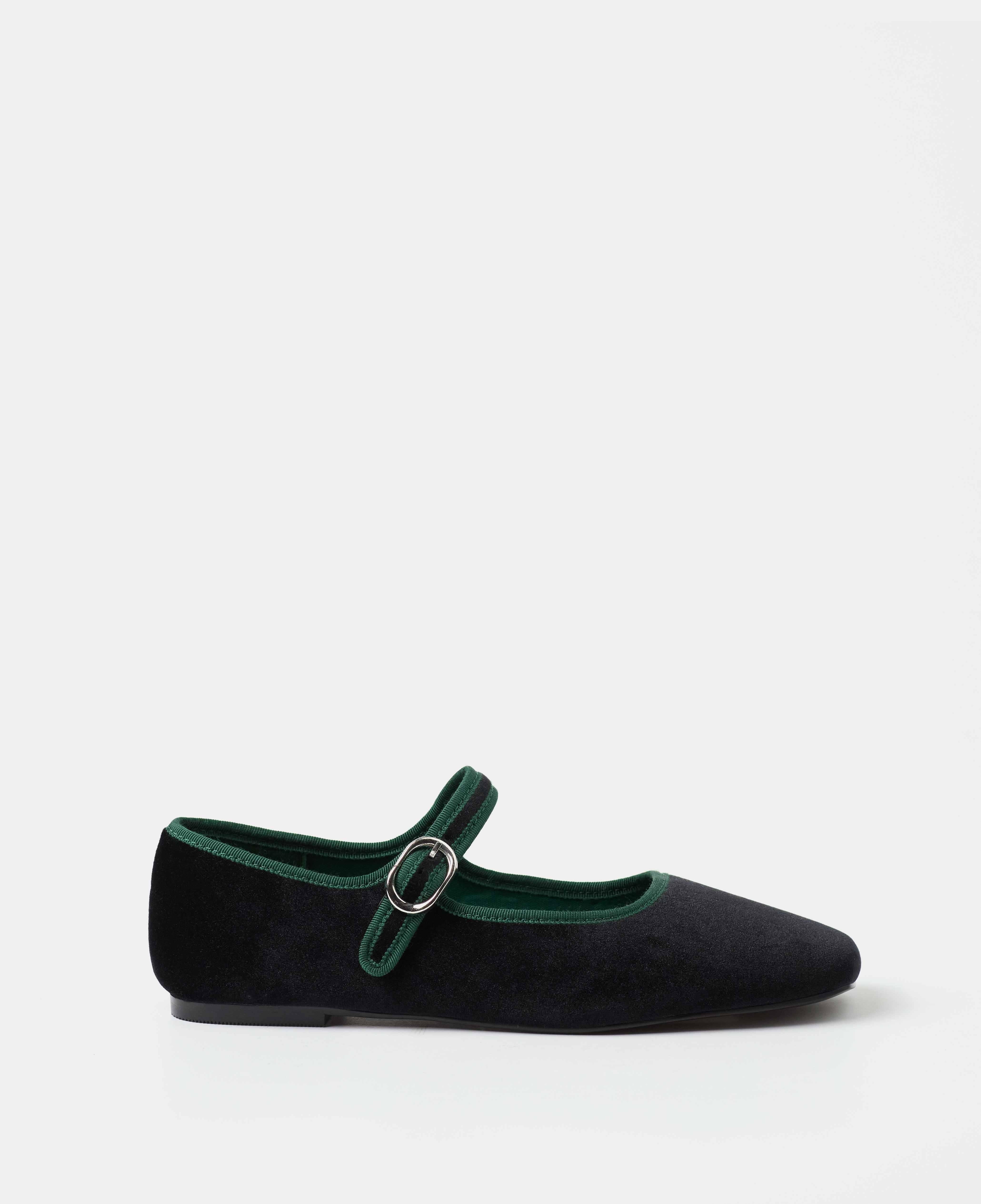 Merceditas planas de mujer con hebilla y ribete a contraste - Mim - Negro Negro-1