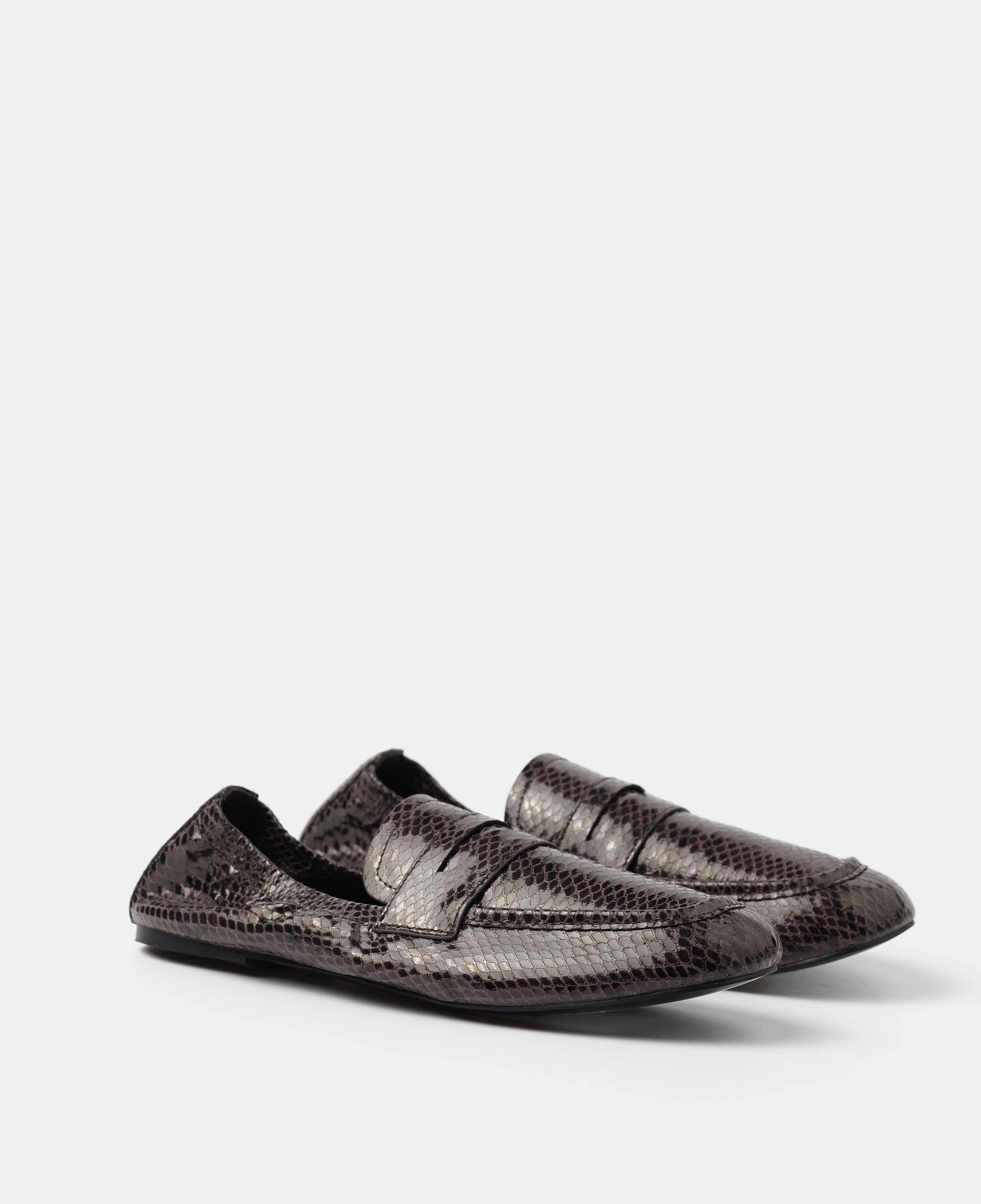 Mocasines de mujer con grabado efecto serpiente y elástico trasero - Mim - Marrón chocolate Marrón chocolate-2