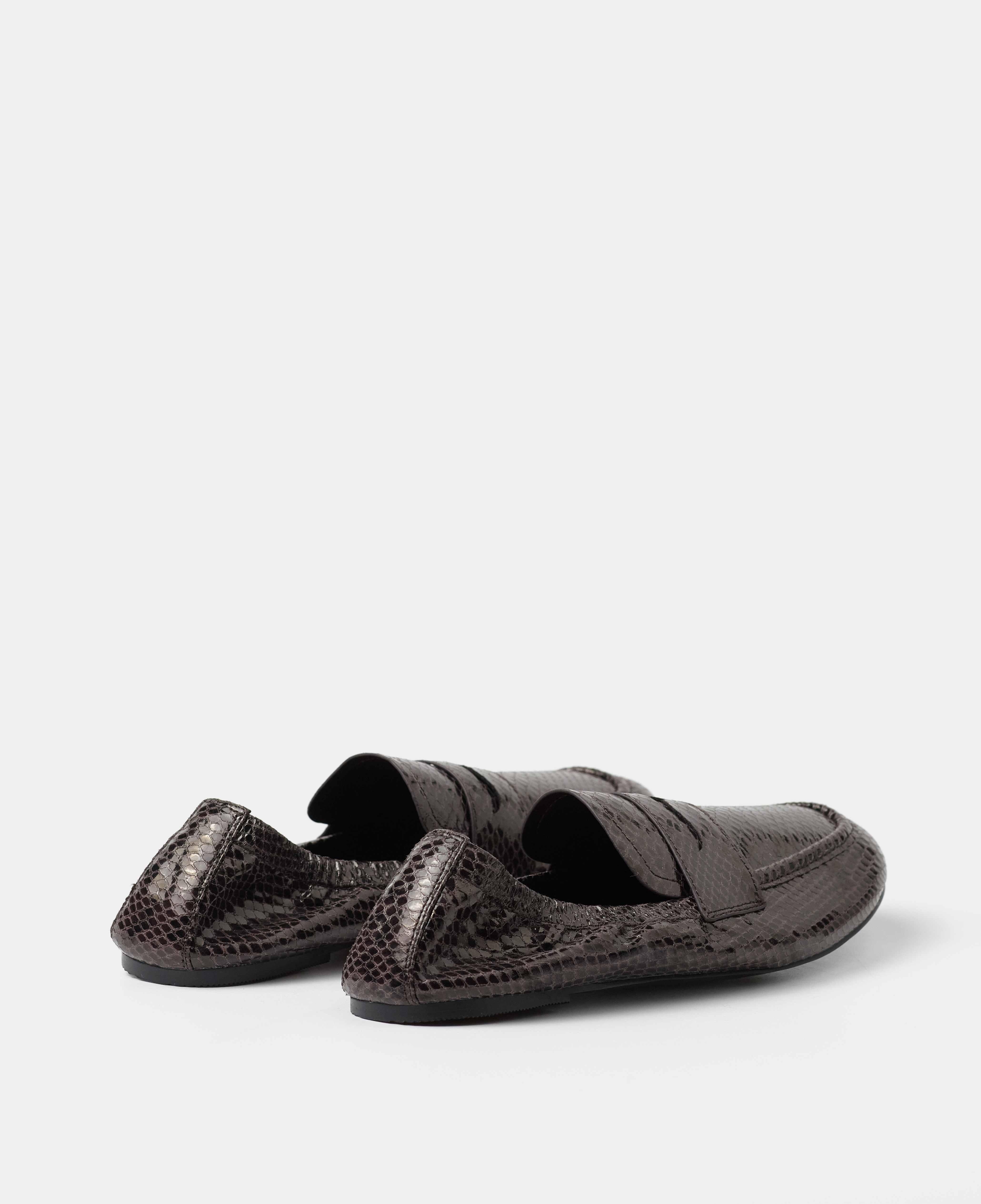 Mocasines de mujer con grabado efecto serpiente y elástico trasero - Mim - Marrón chocolate Marrón chocolate-3