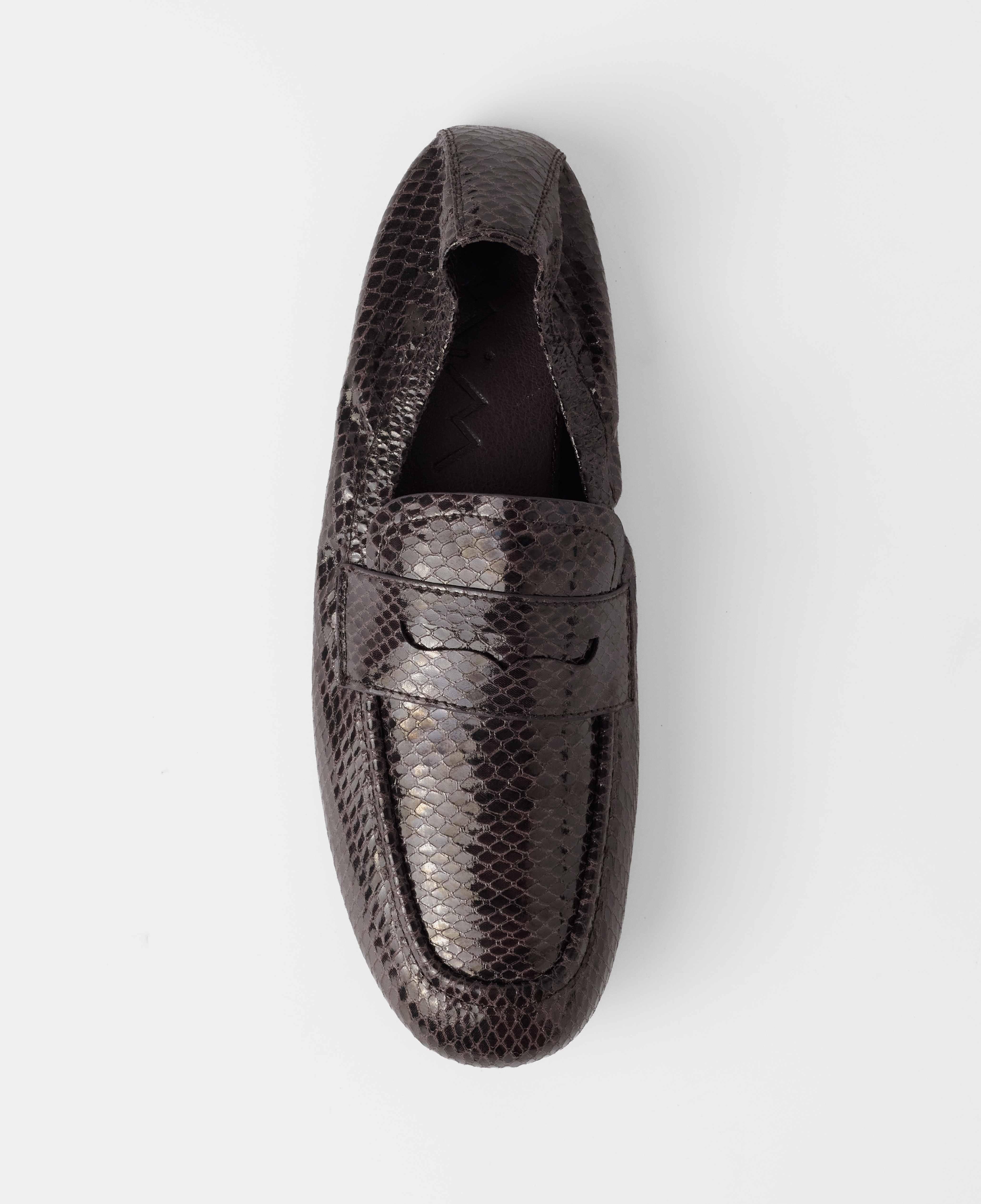 Mocasines de mujer con grabado efecto serpiente y elástico trasero - Mim - Marrón chocolate Marrón chocolate-4
