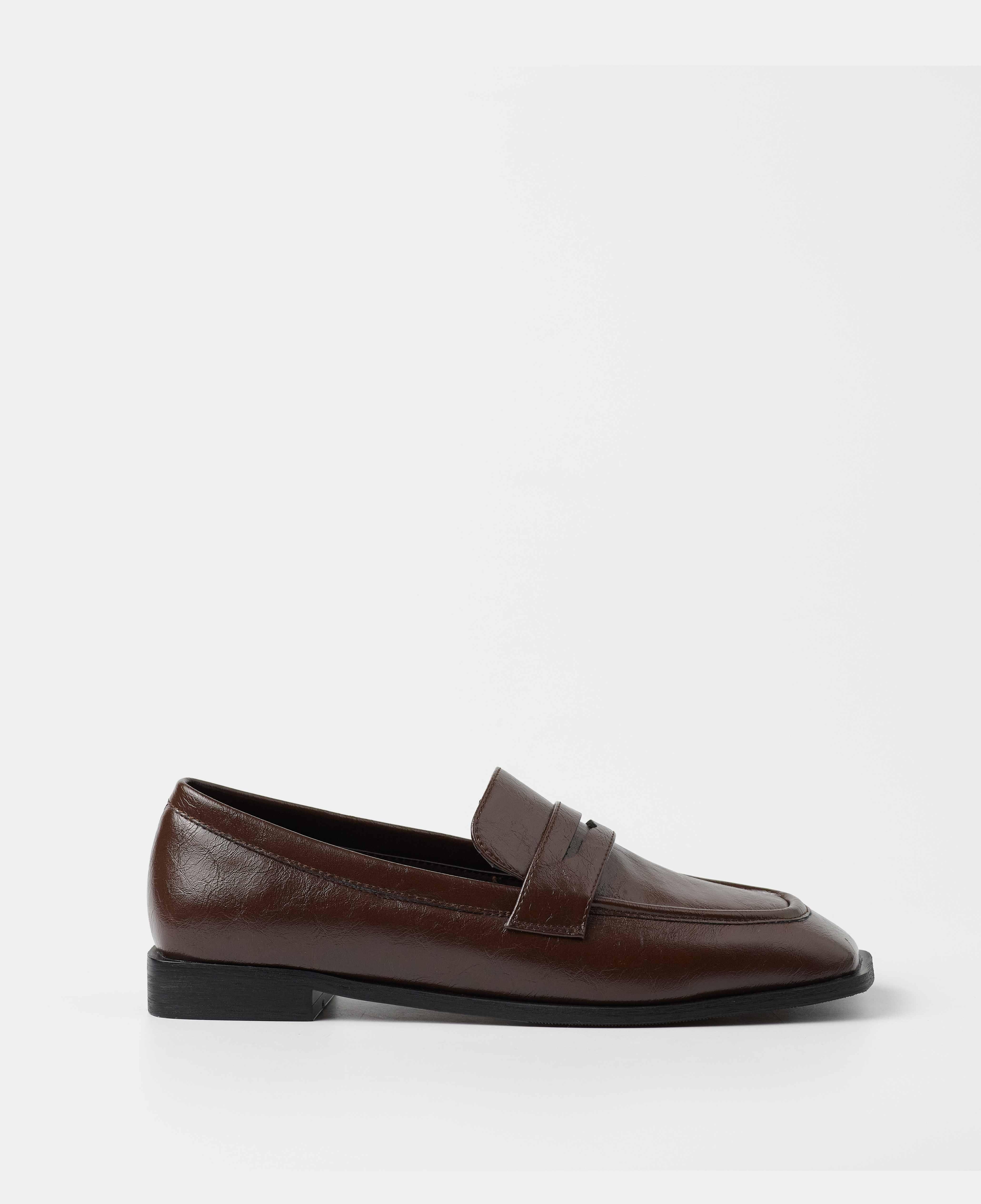 Mocasines de mujer lisos con brillo - Mim - Marrón chocolate Marrón chocolate-1