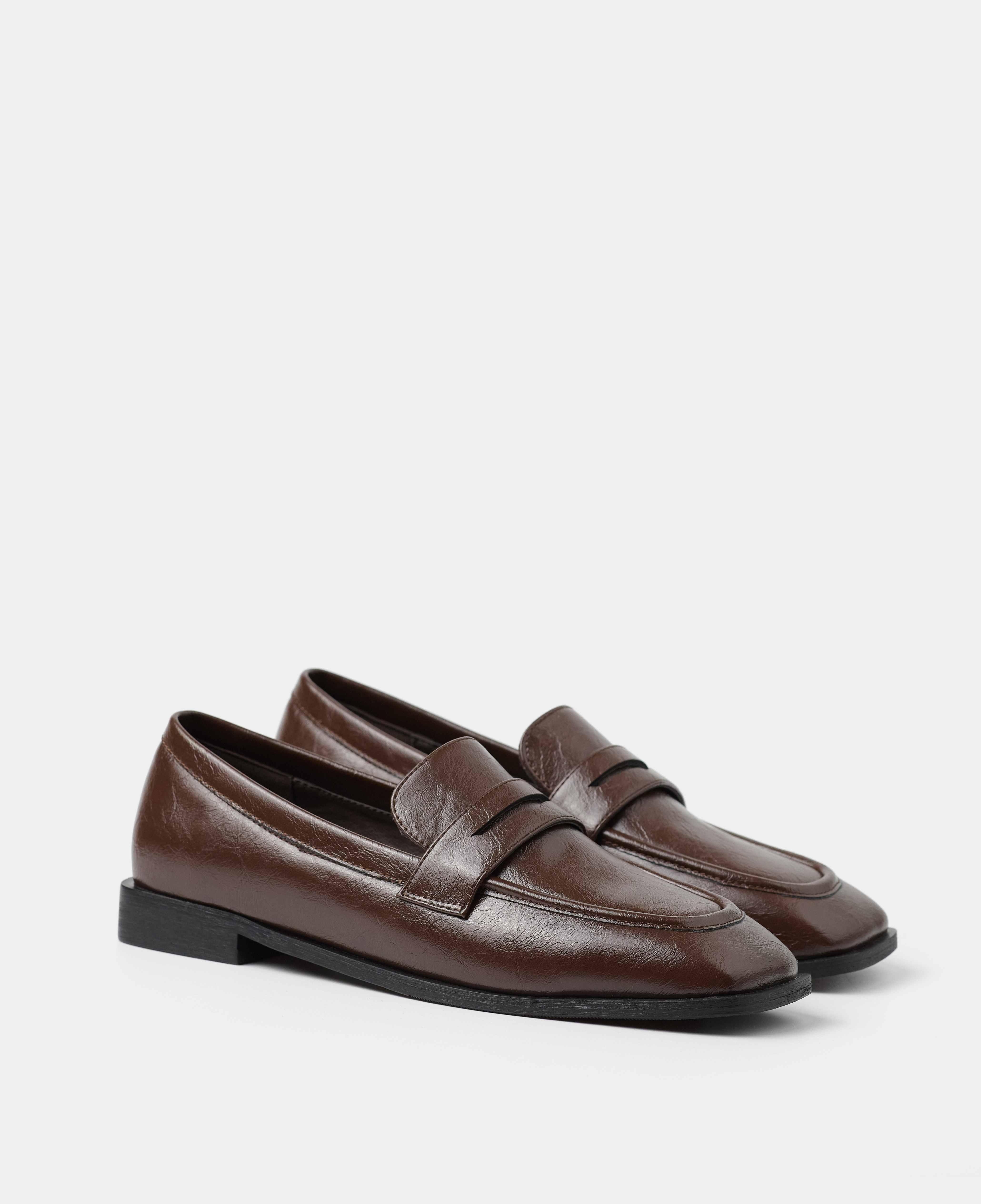 Mocasines de mujer lisos con brillo - Mim - Marrón chocolate Marrón chocolate-2