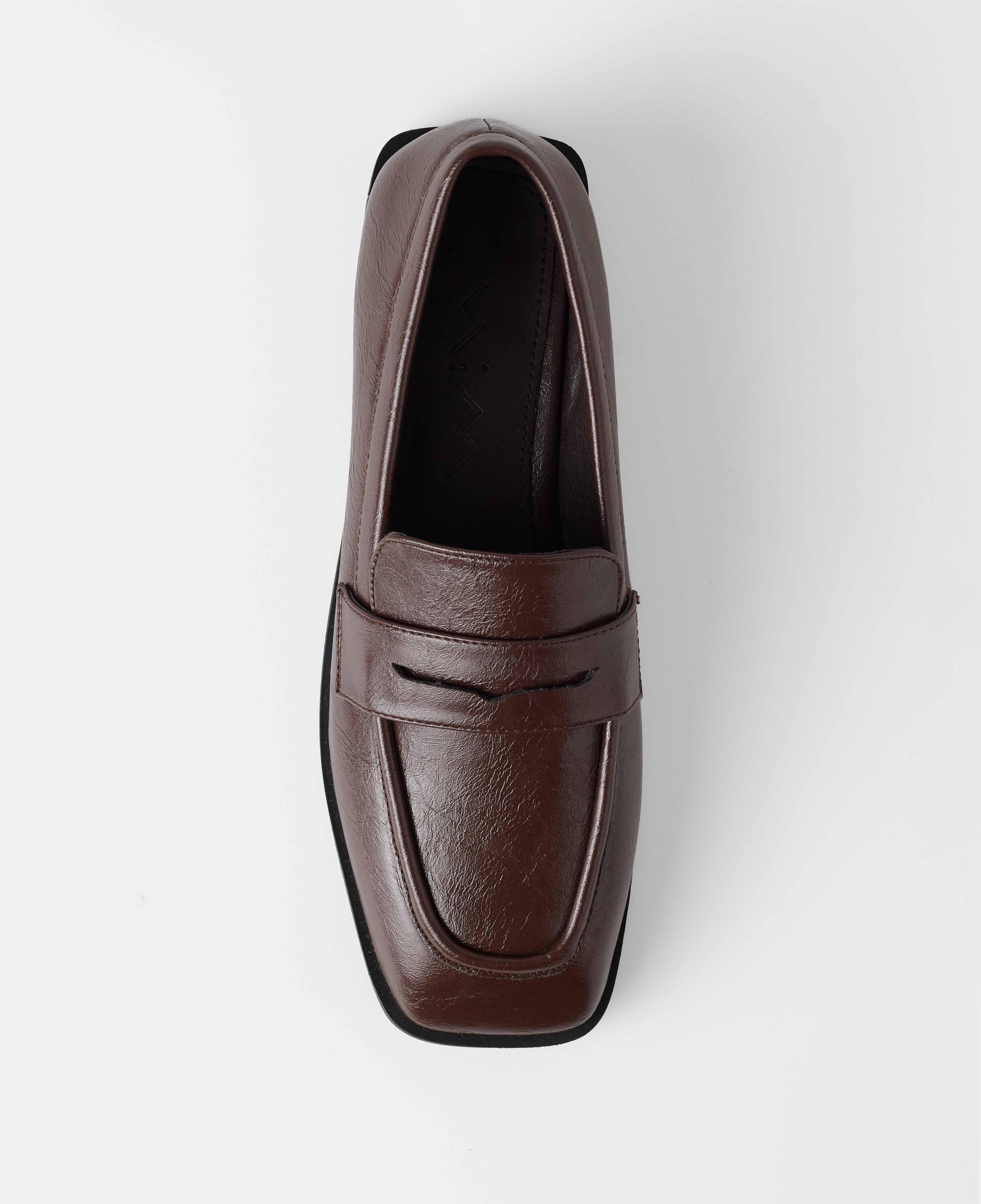 Mocasines de mujer lisos con brillo - Mim - Marrón chocolate Marrón chocolate-4