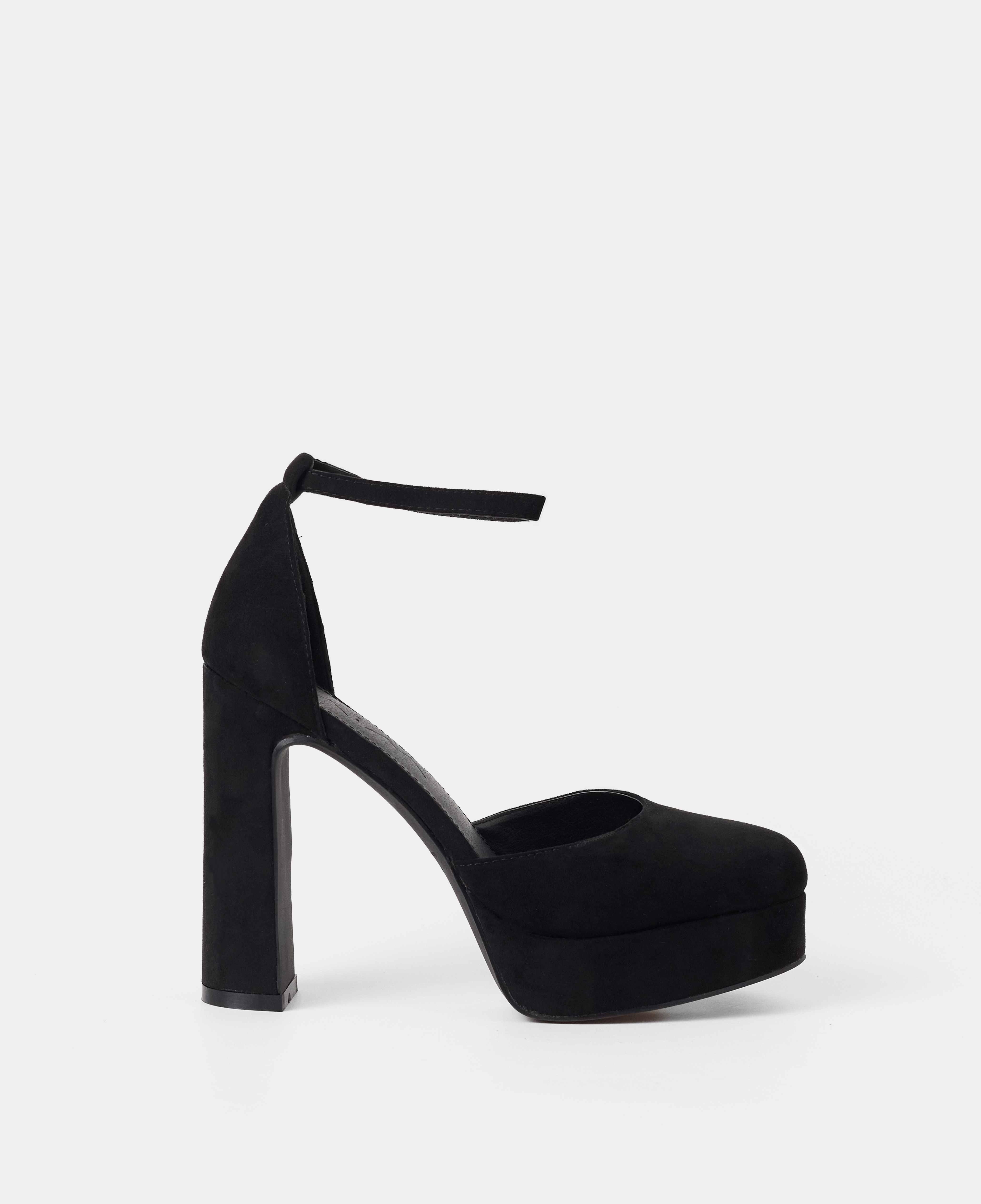 Zapatos de salón cerrados con plataforma xl y pulsera al tobillo con hebilla - Mim - Negro Negro-1