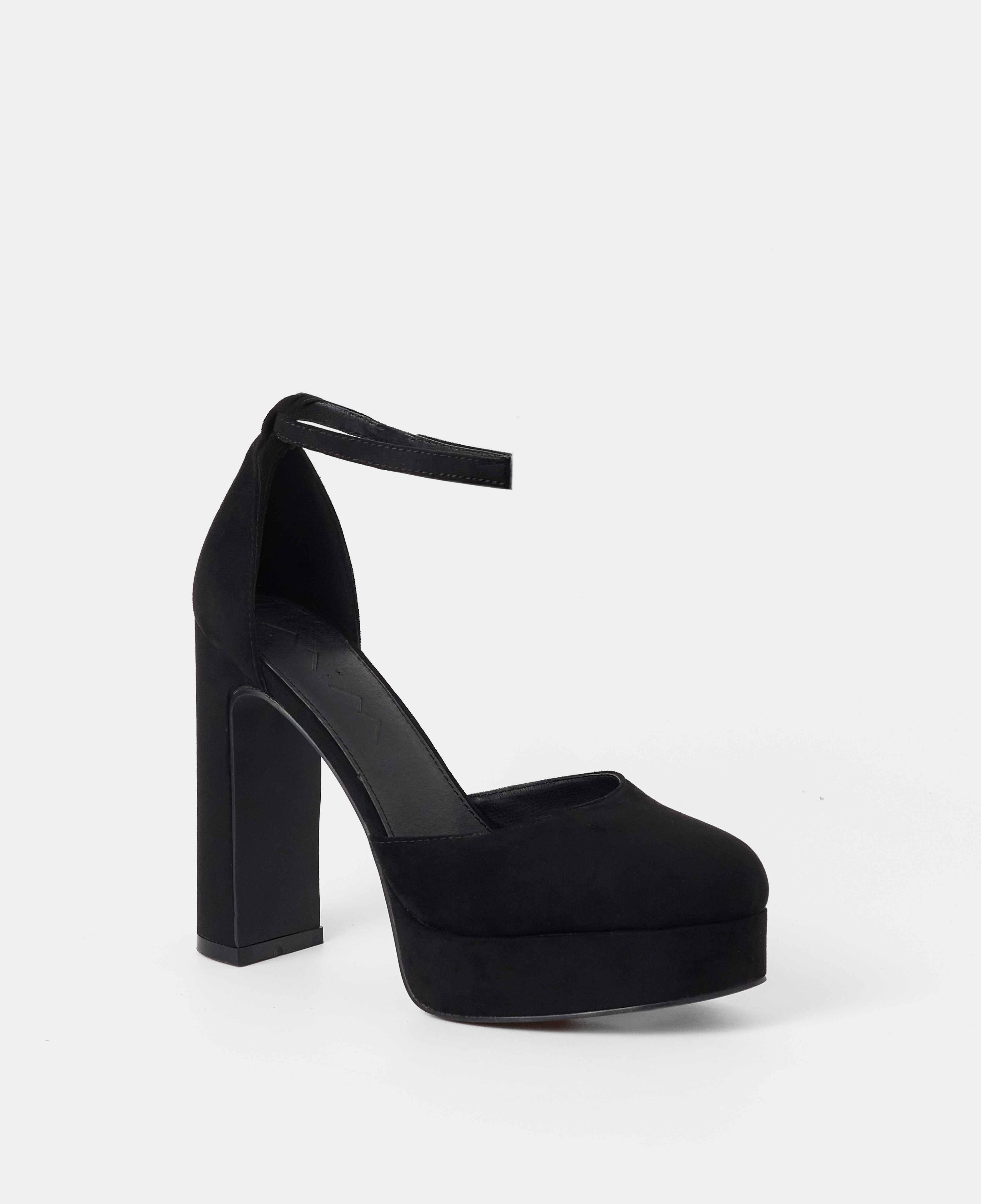 Zapatos de salón cerrados con plataforma xl y pulsera al tobillo con hebilla - Mim - Negro Negro-2