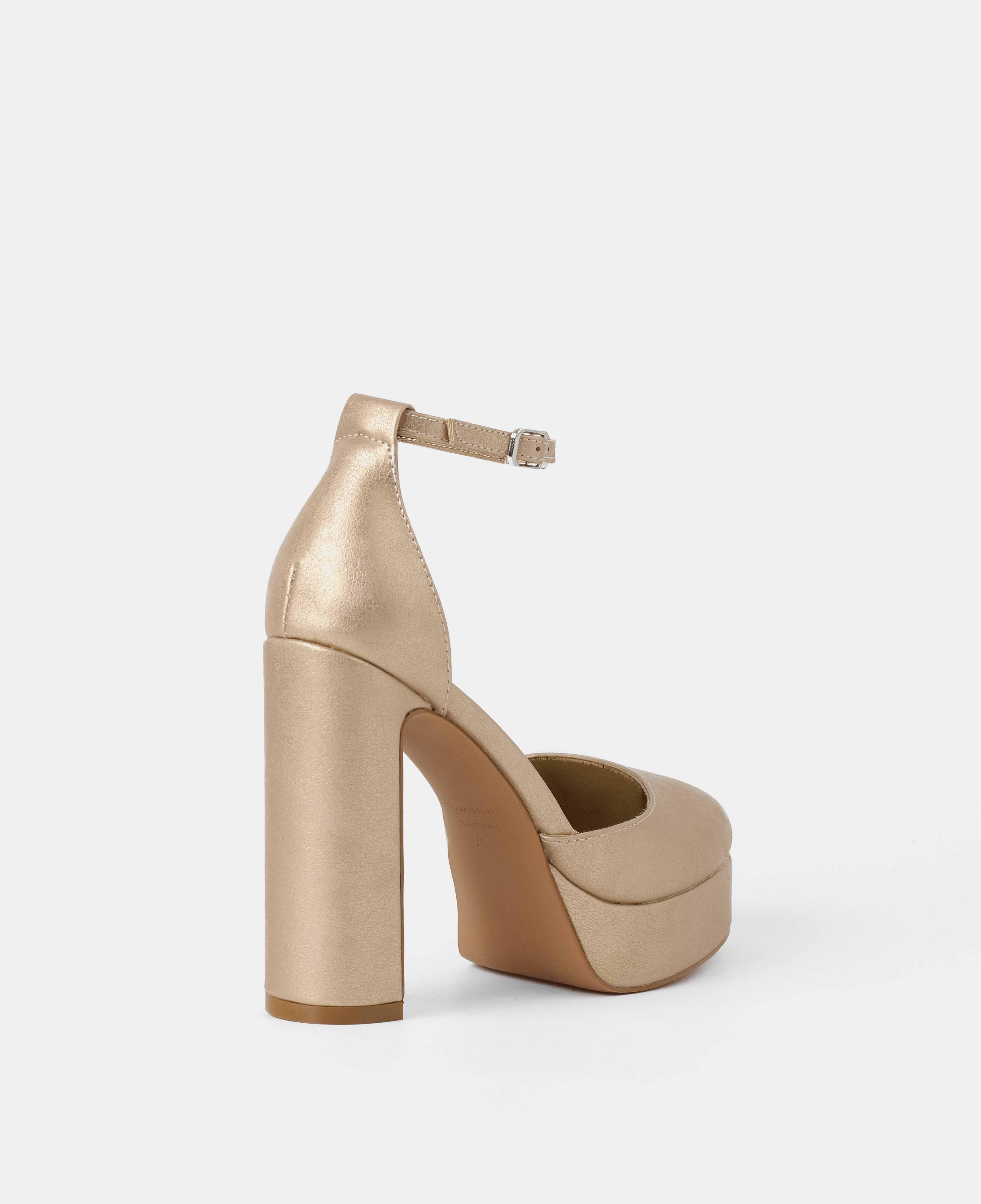 Zapatos de salón cerrados con plataforma xl y pulsera al tobillo con hebilla - Mim - Oro Oro-3