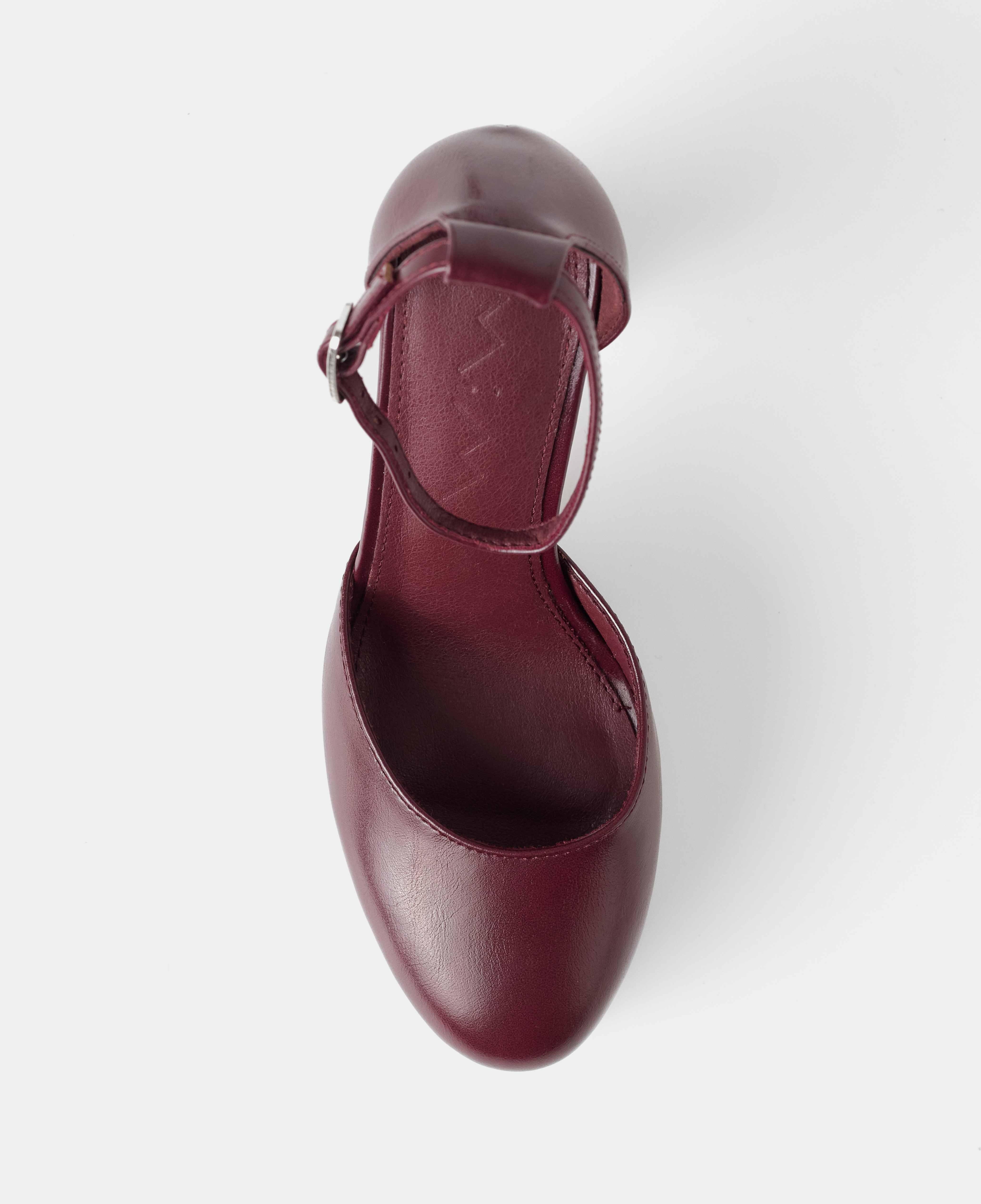 Zapatos de salón cerrados con plataforma xl y pulsera al tobillo con hebilla - Mim - Burdeos Burdeos-4