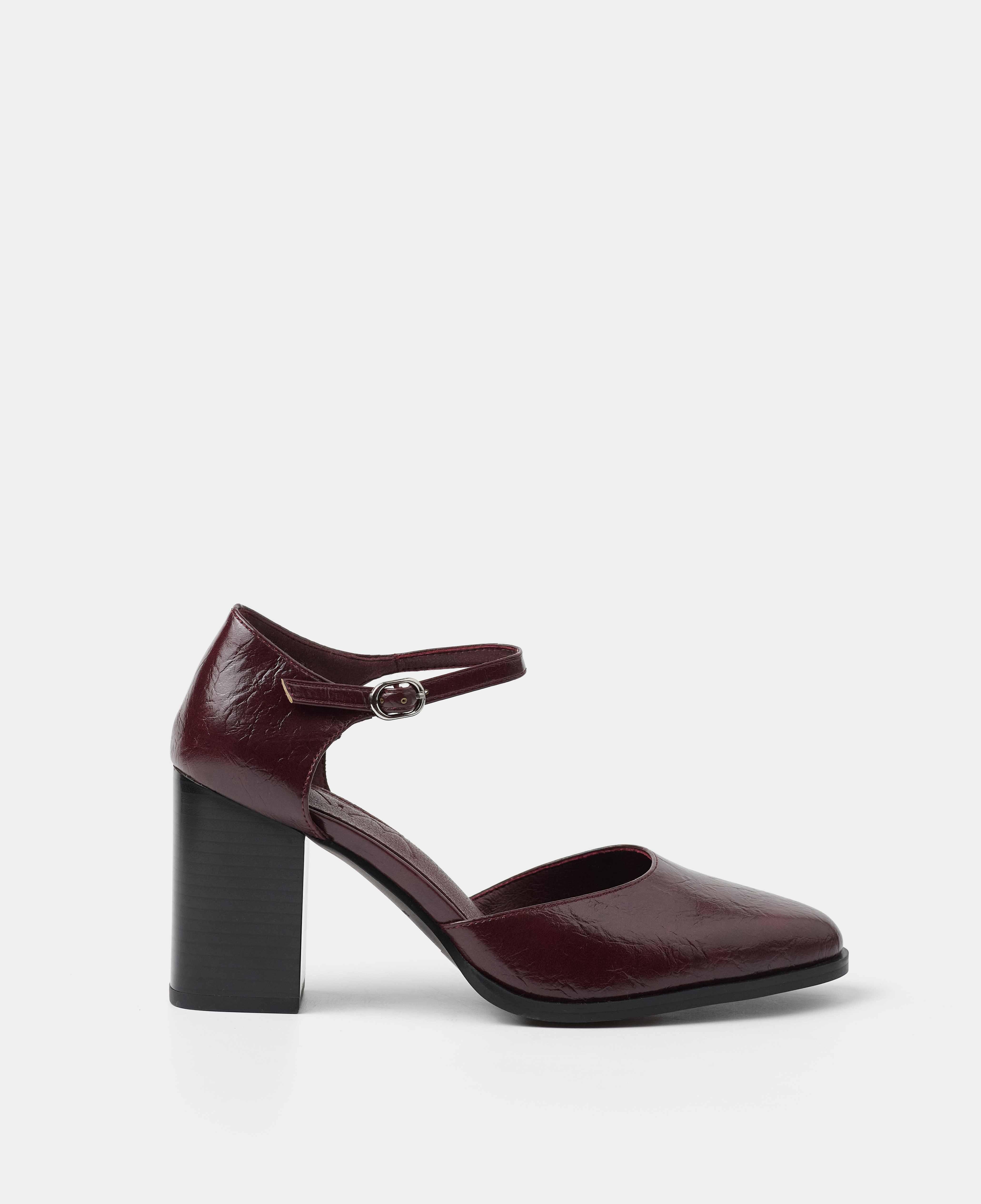 Zapatos de salón cerrados lisos con pulsera de hebilla - Mim - Burdeos Burdeos-1