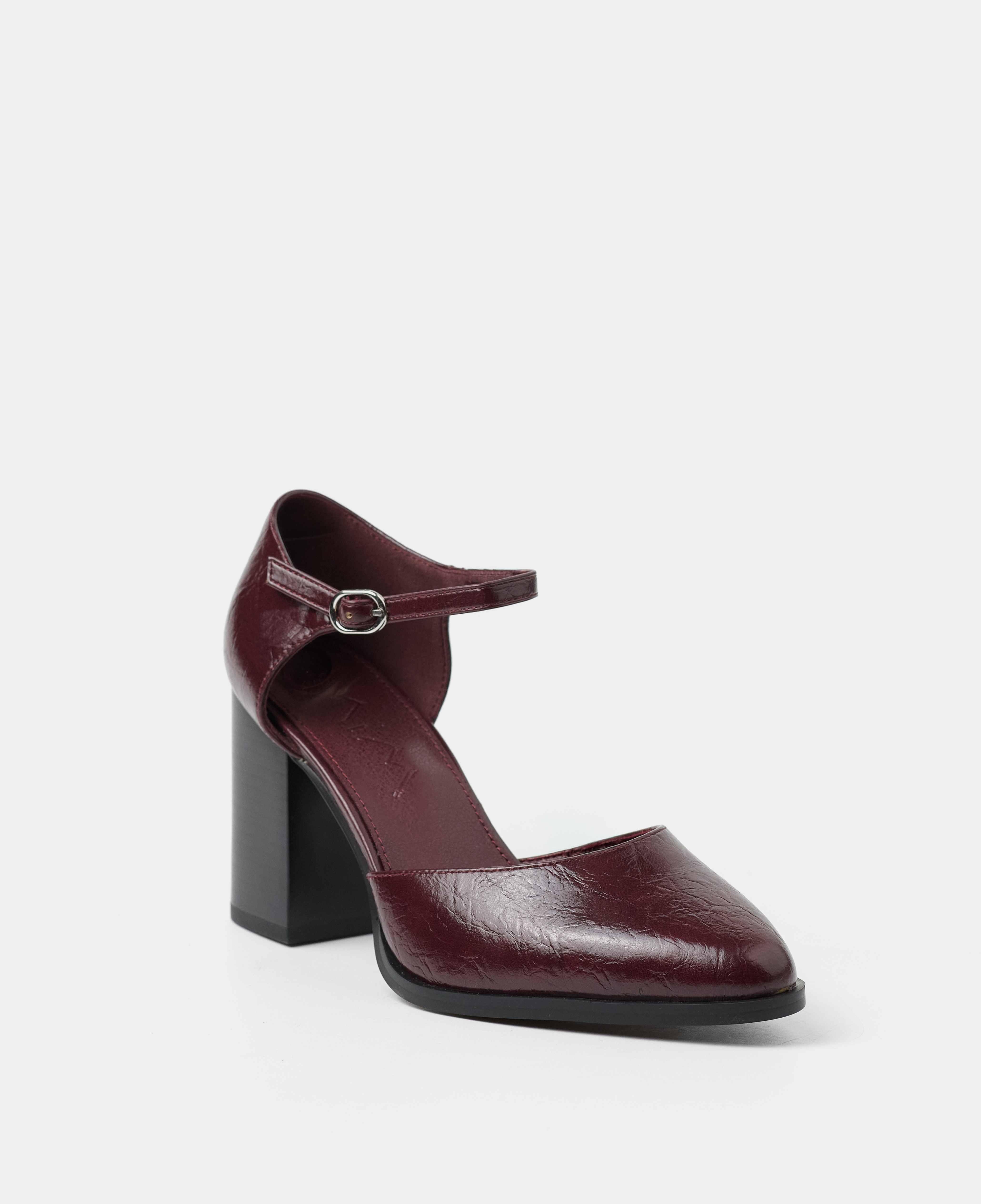 Zapatos de salón cerrados lisos con pulsera de hebilla - Mim - Burdeos Burdeos-2