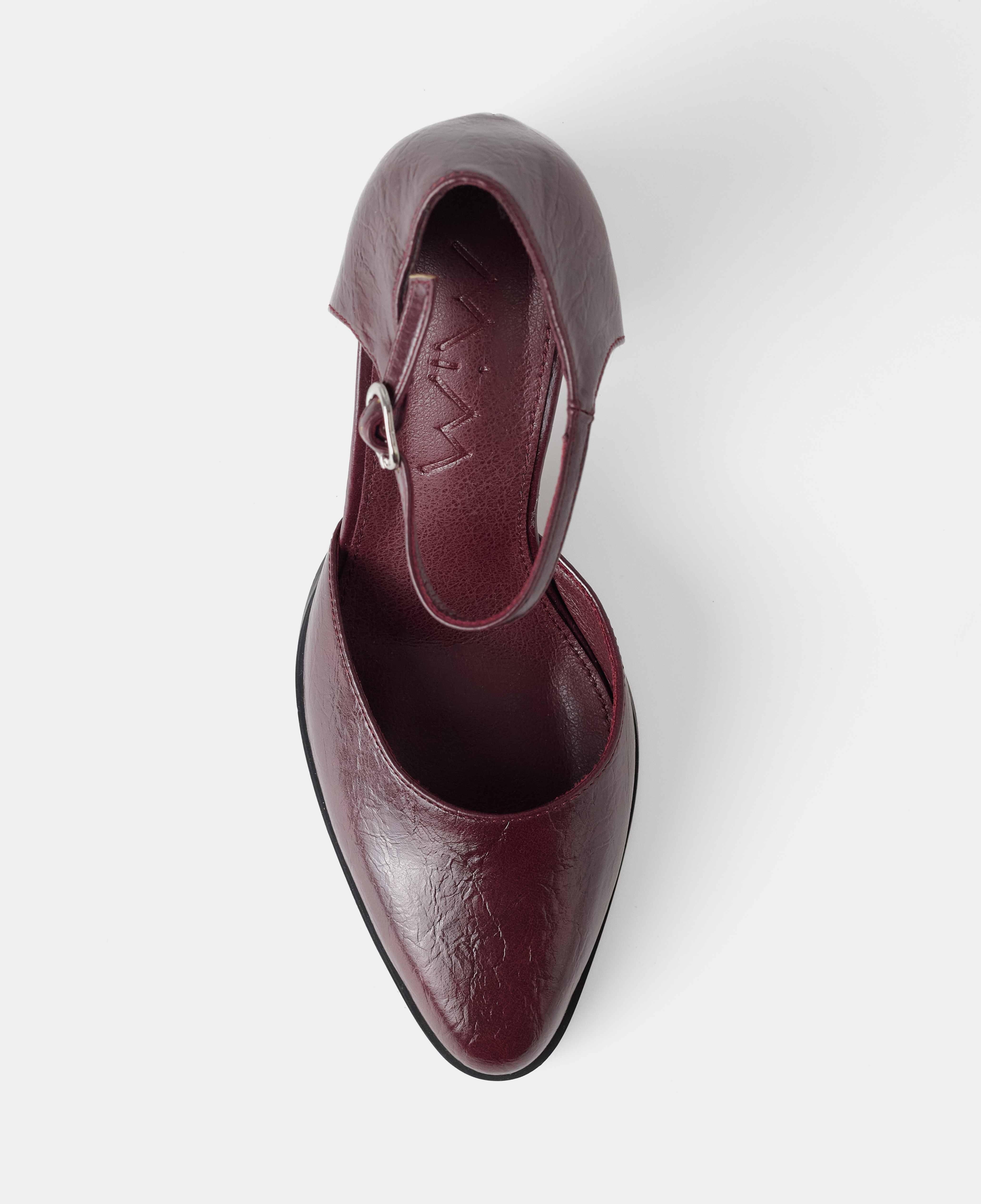 Zapatos de salón cerrados lisos con pulsera de hebilla - Mim - Burdeos Burdeos-4