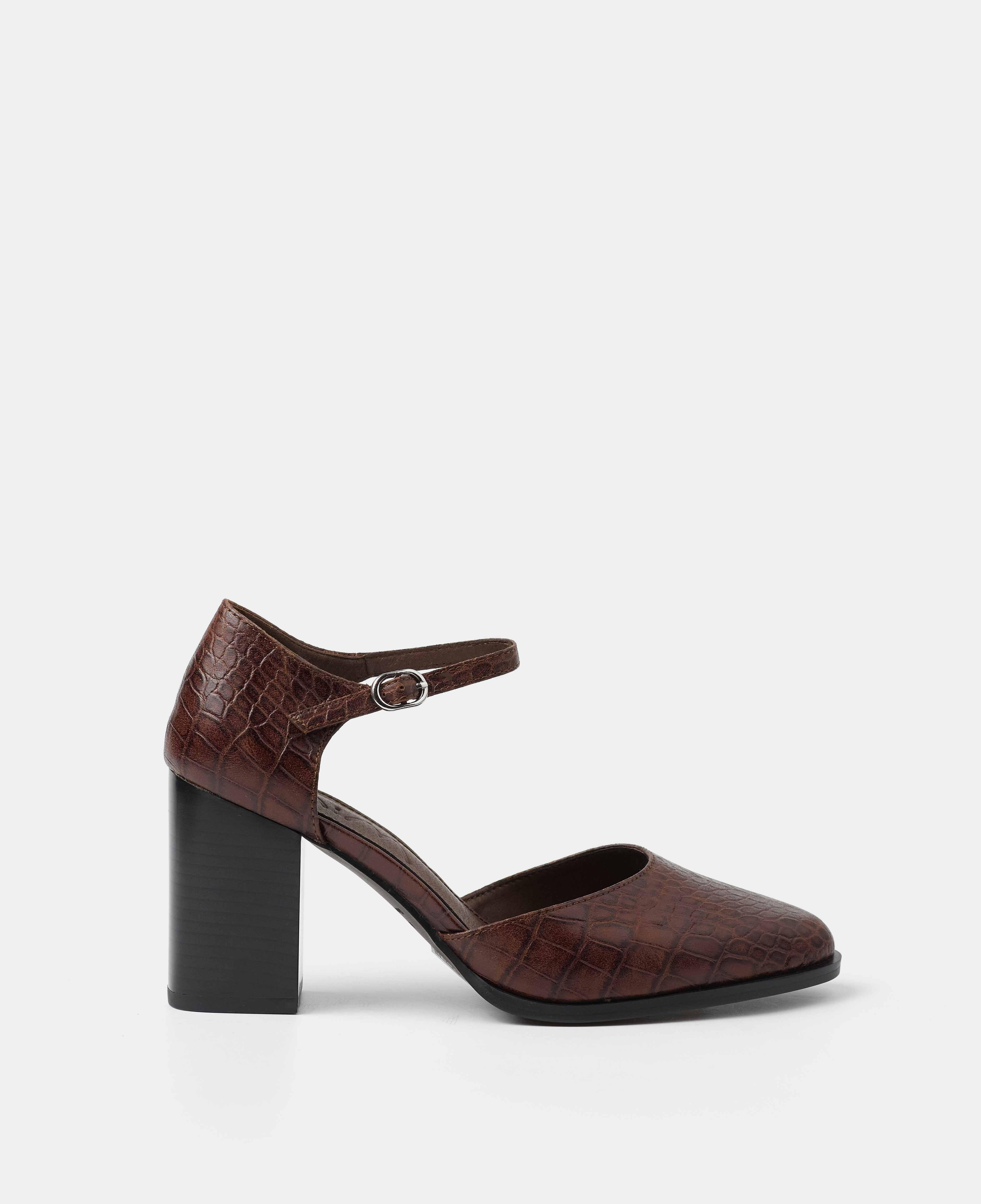 Zapatos de salón cerrados con grabado efecto coco - Mim - Marrón chocolate Marrón chocolate-1