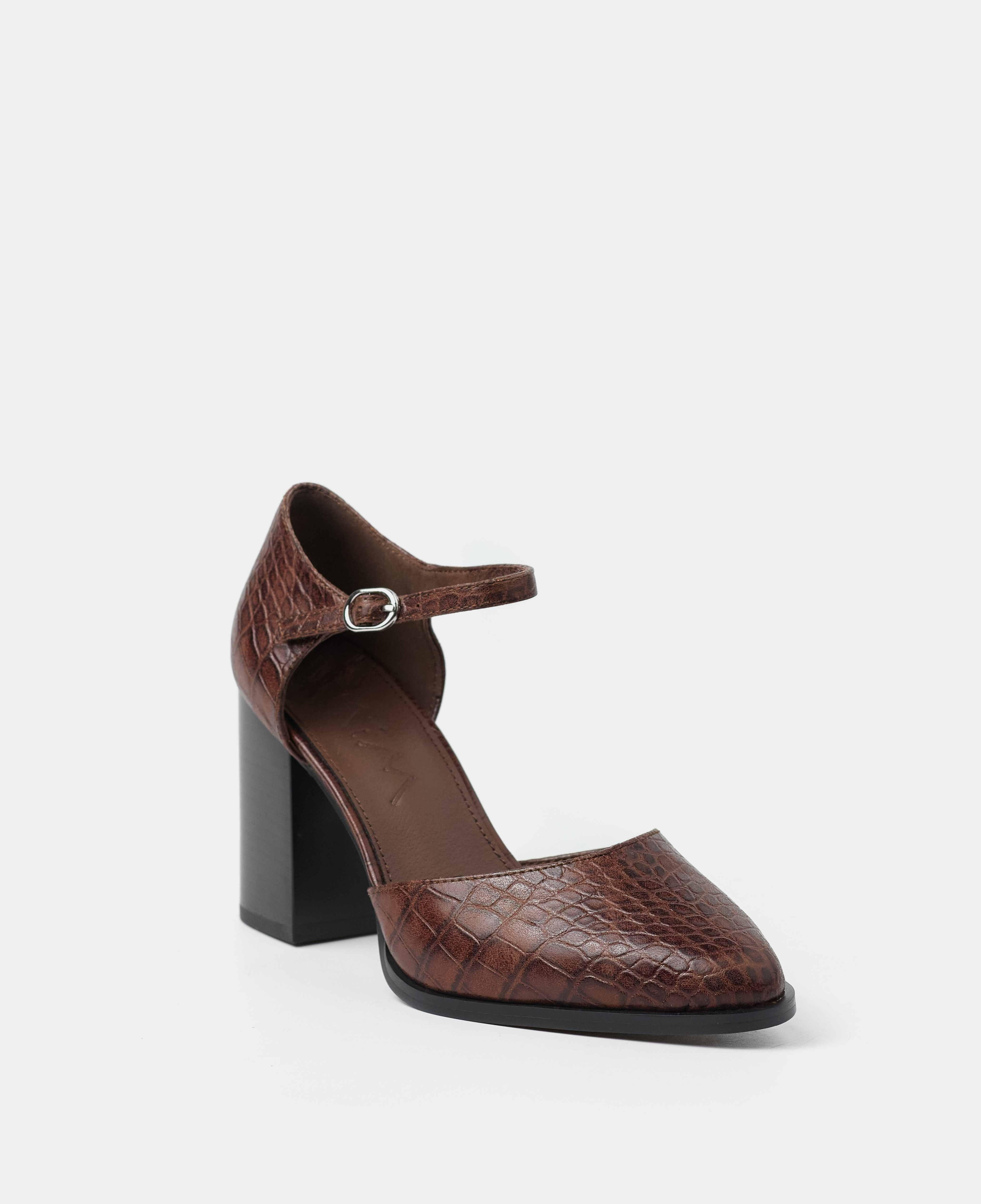 Zapatos de salón cerrados con grabado efecto coco - Mim - Marrón chocolate Marrón chocolate-2