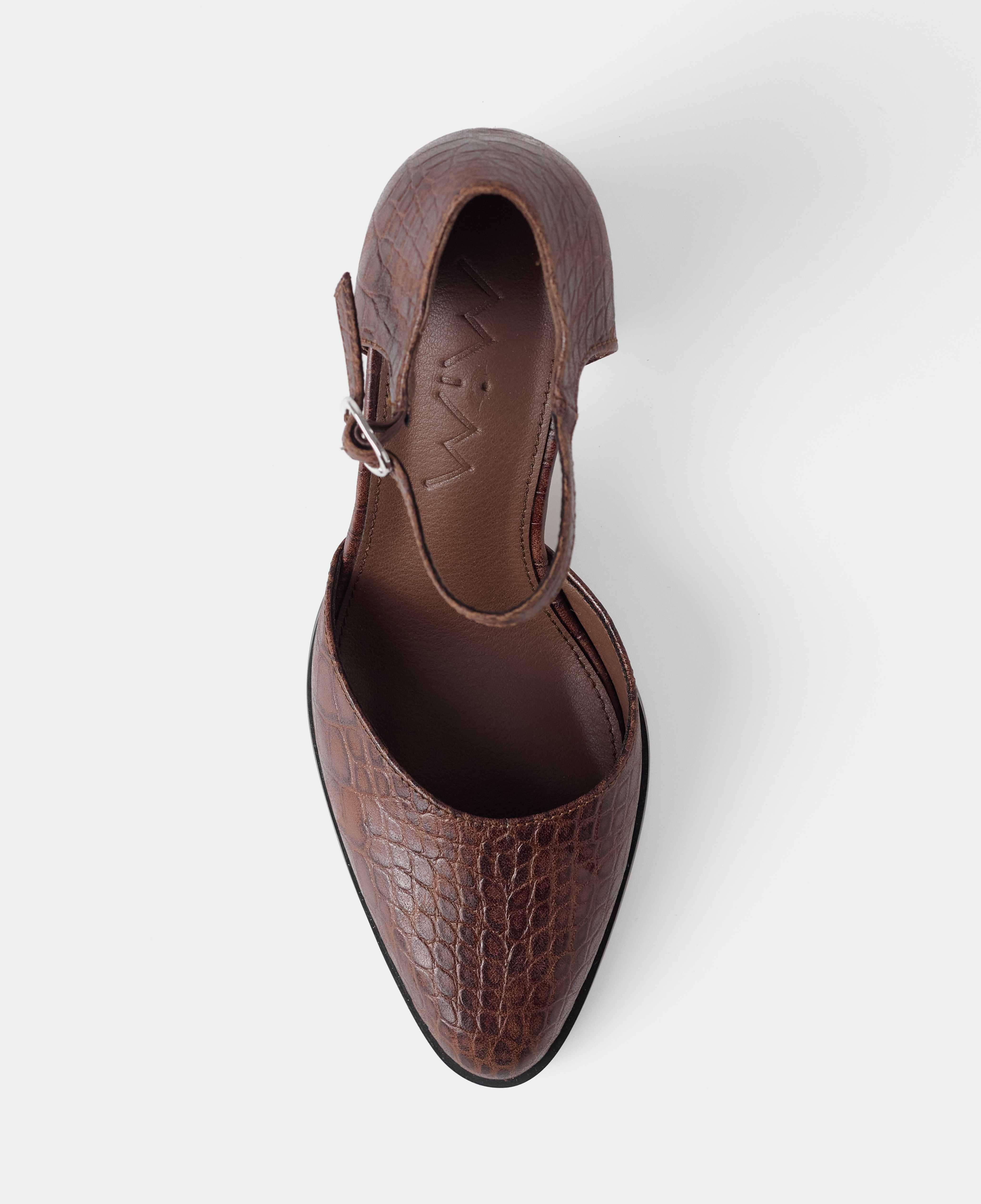 Zapatos de salón cerrados con grabado efecto coco - Mim - Marrón chocolate Marrón chocolate-4