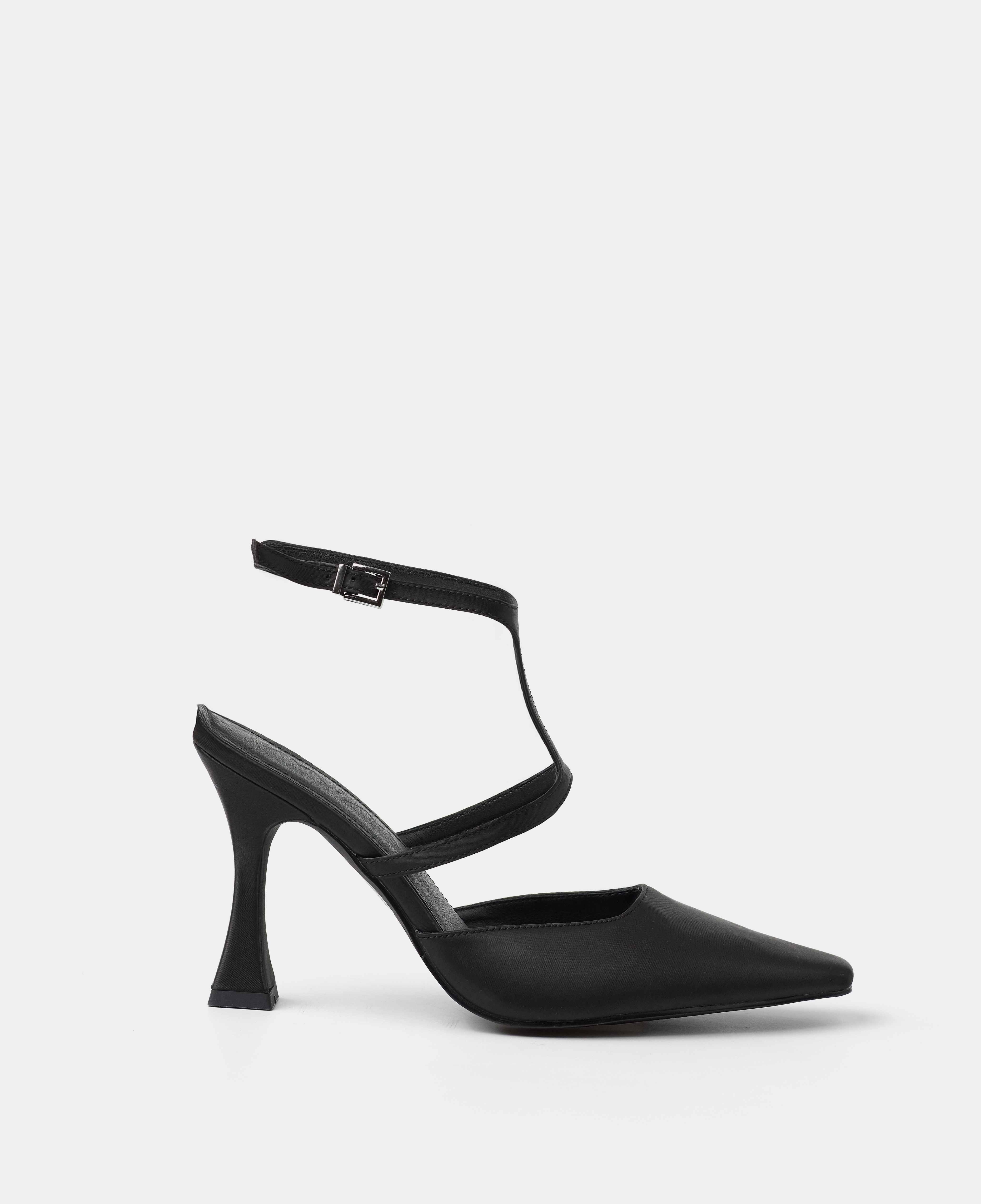 Zapatos de salón cerrados con pulsera al tobillo y detalle de tira frontal - Mim - Negro Negro-1