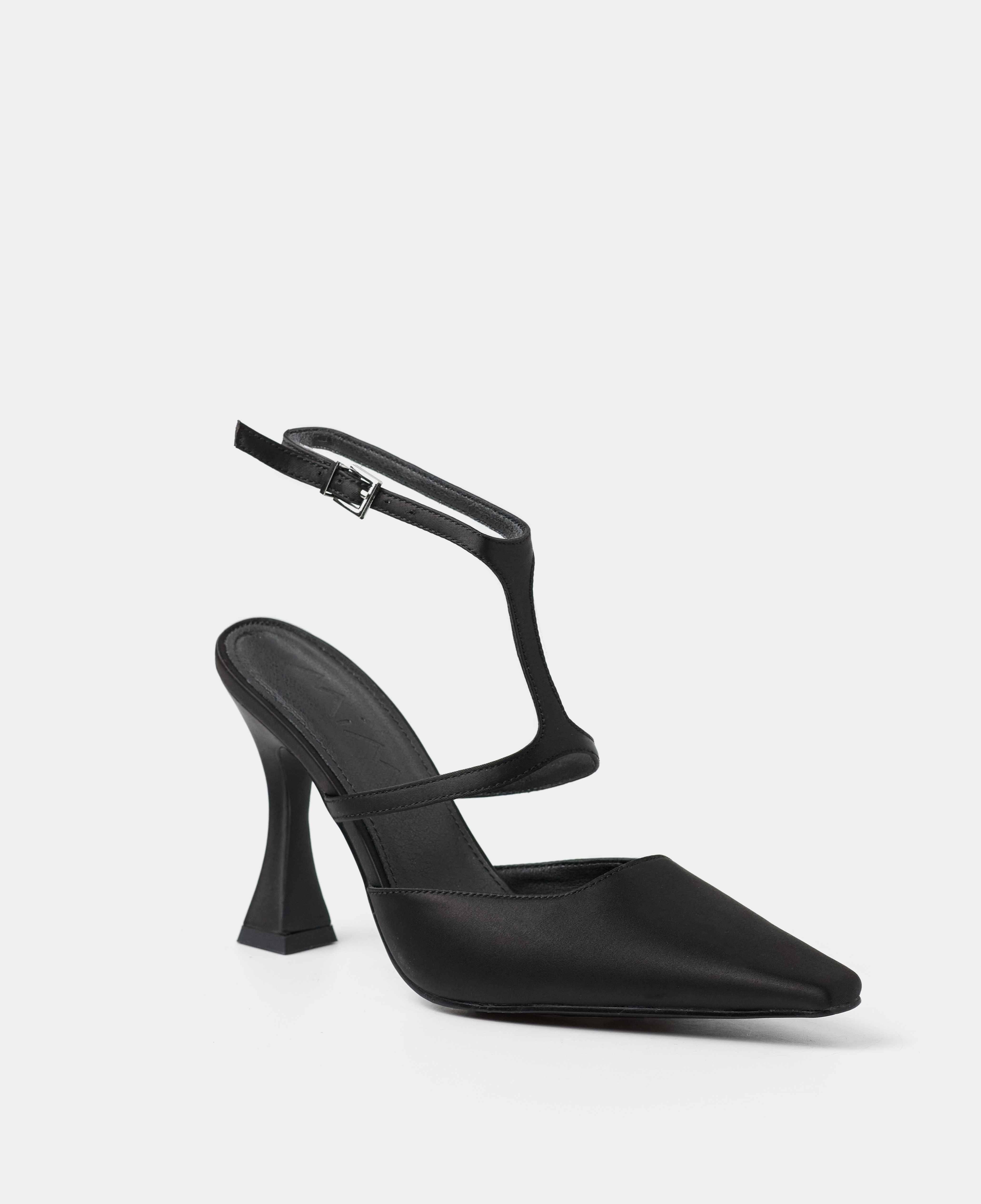 Zapatos de salón cerrados con pulsera al tobillo y detalle de tira frontal - Mim - Negro Negro-2