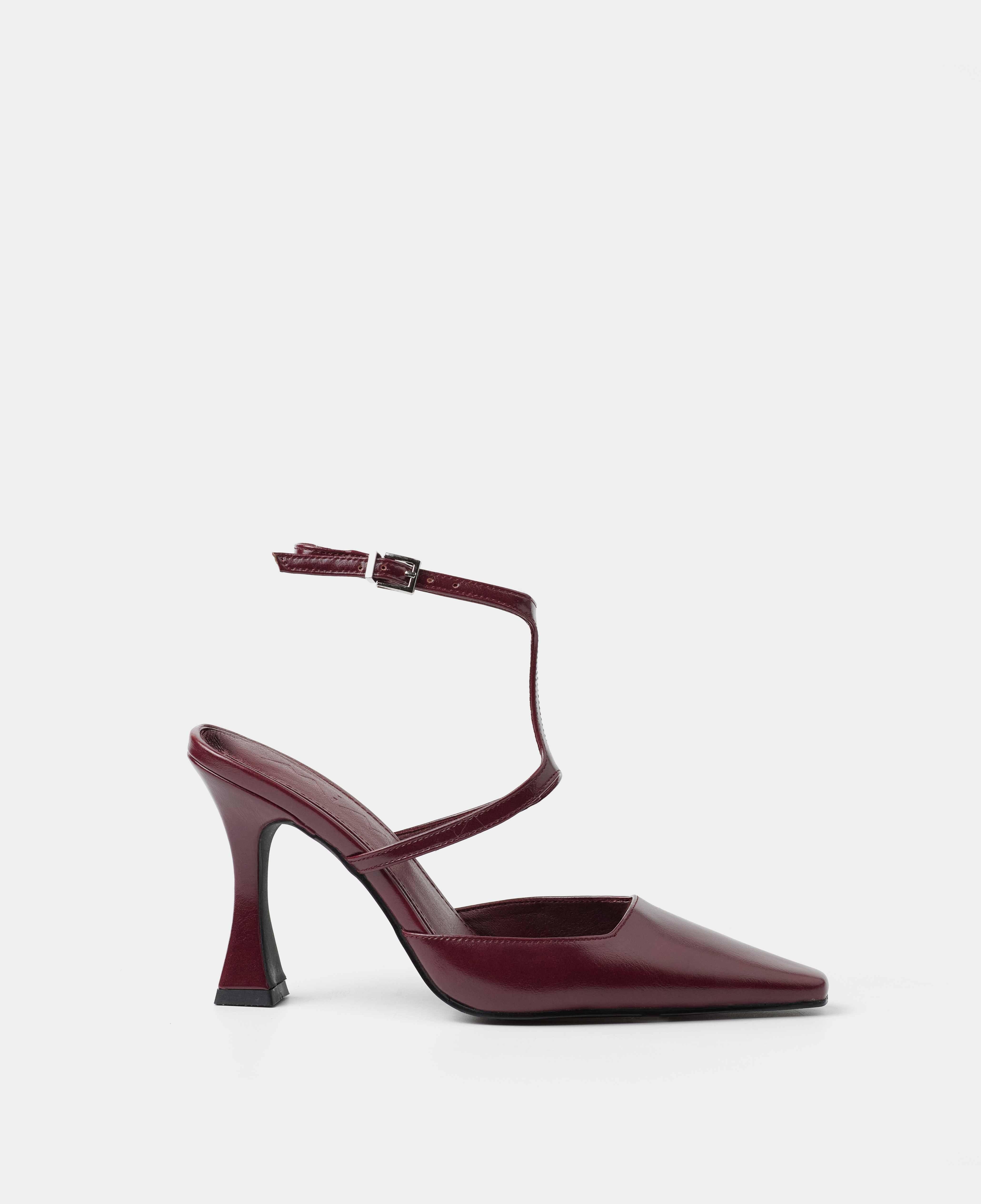 Zapatos de salón cerrados con pulsera al tobillo y detalle de tira frontal - Mim - Burdeos Burdeos-1