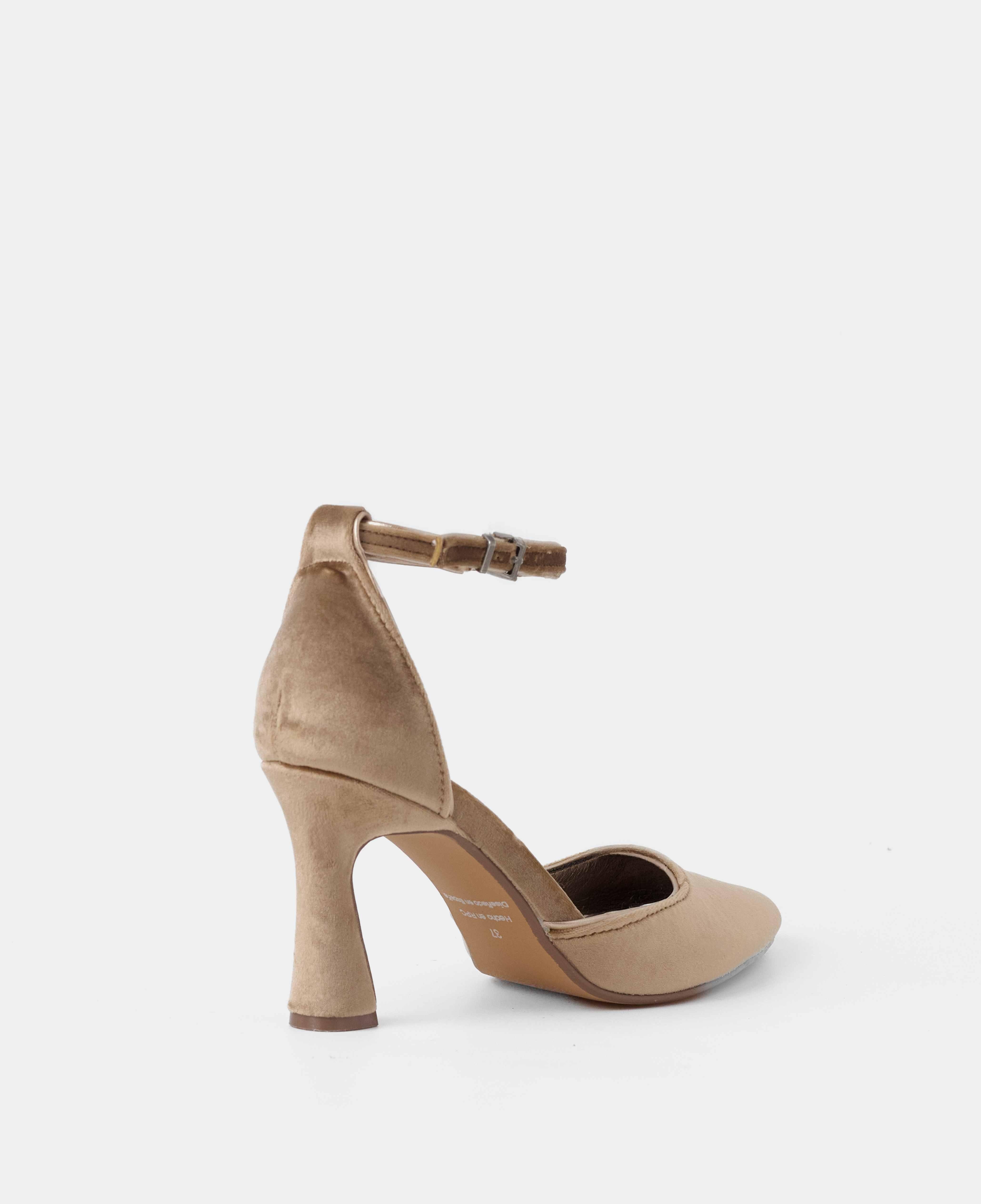 Imagen 3 de Zapatos de salón cerrados de terciopelo con pulsera al tobillo - Mim - Tostado Tostado