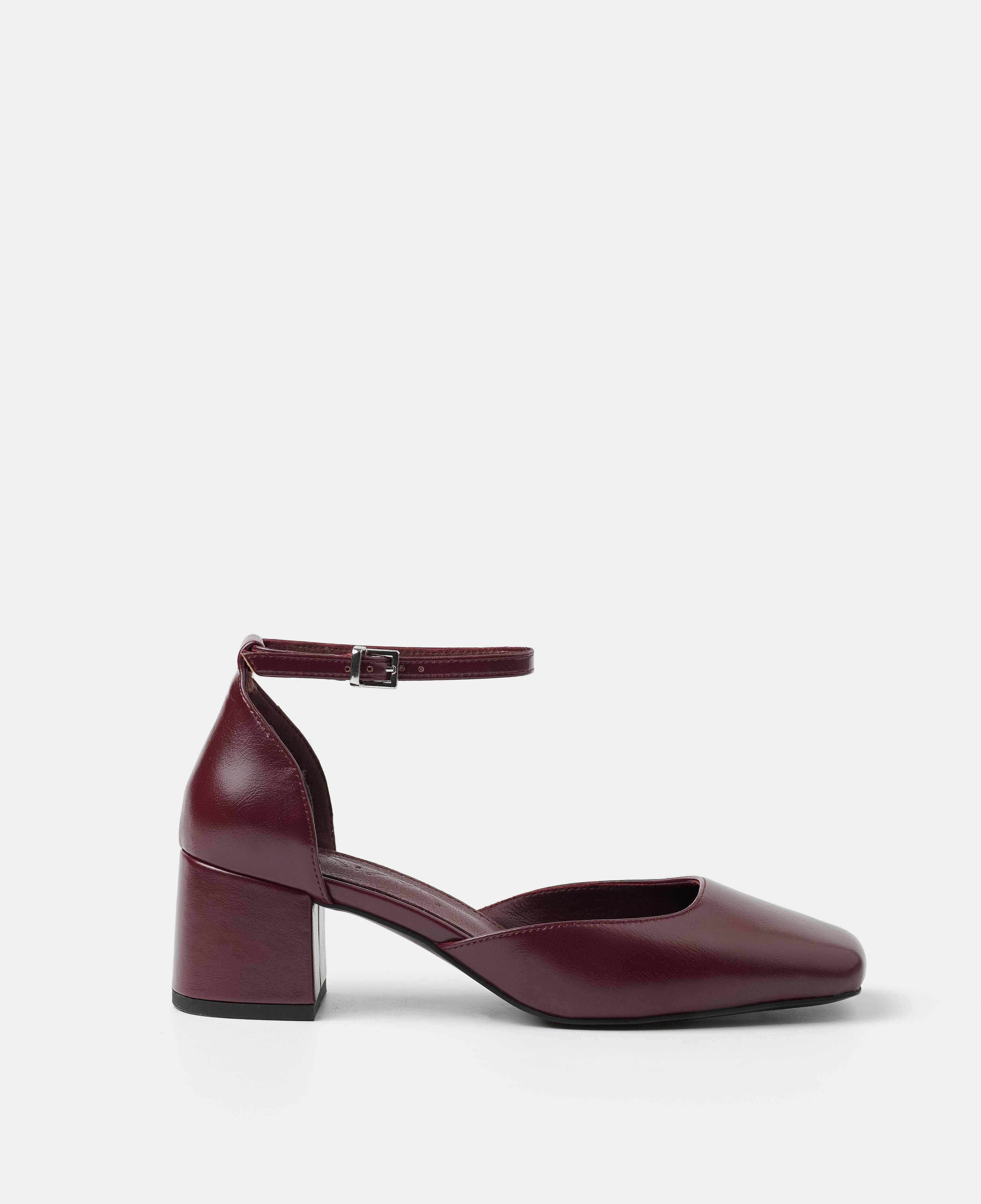 Zapatos de salón cerrados lisos con pulsera al tobillo - Mim - Burdeos Burdeos-1