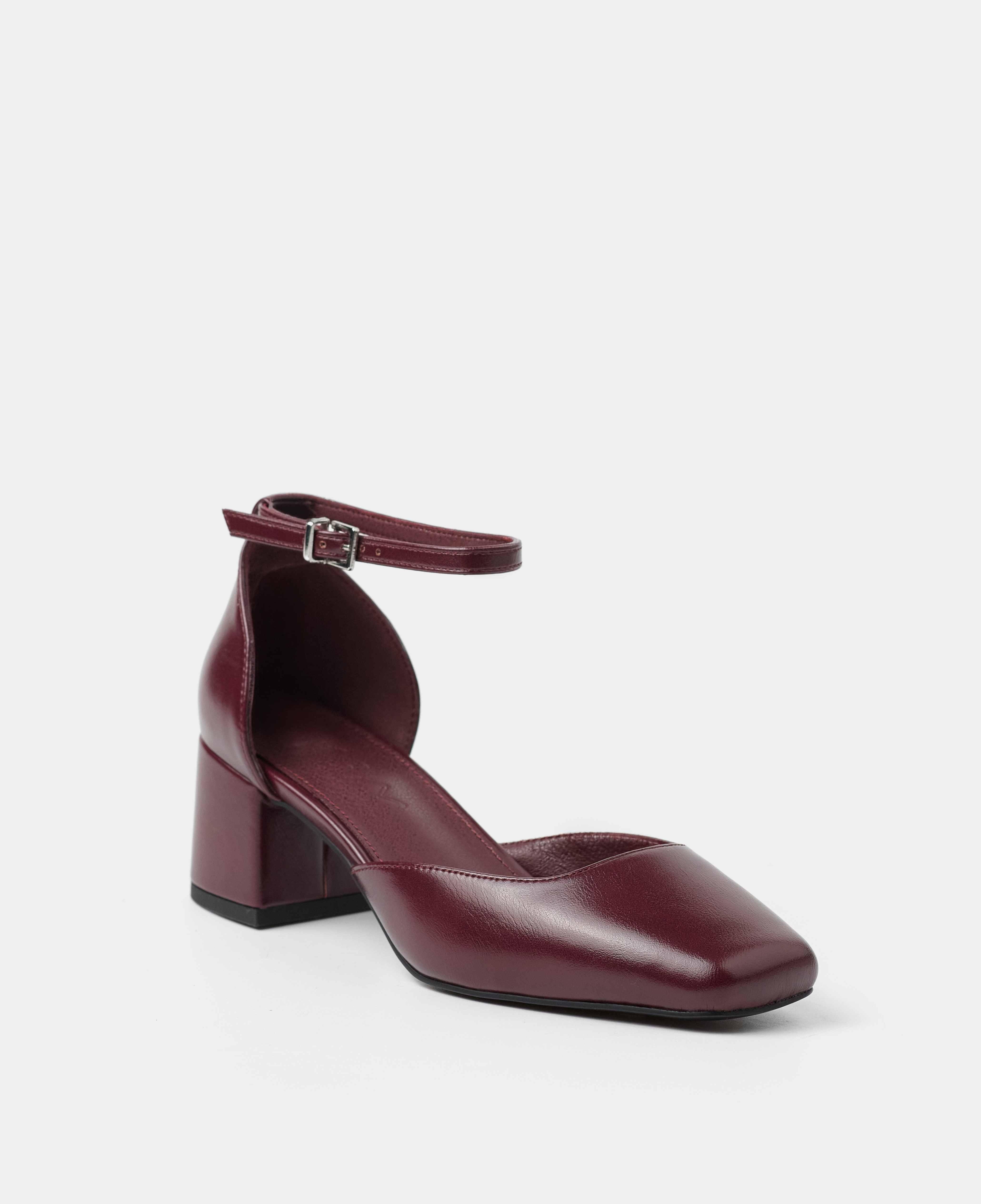 Zapatos de salón cerrados lisos con pulsera al tobillo - Mim - Burdeos Burdeos-2