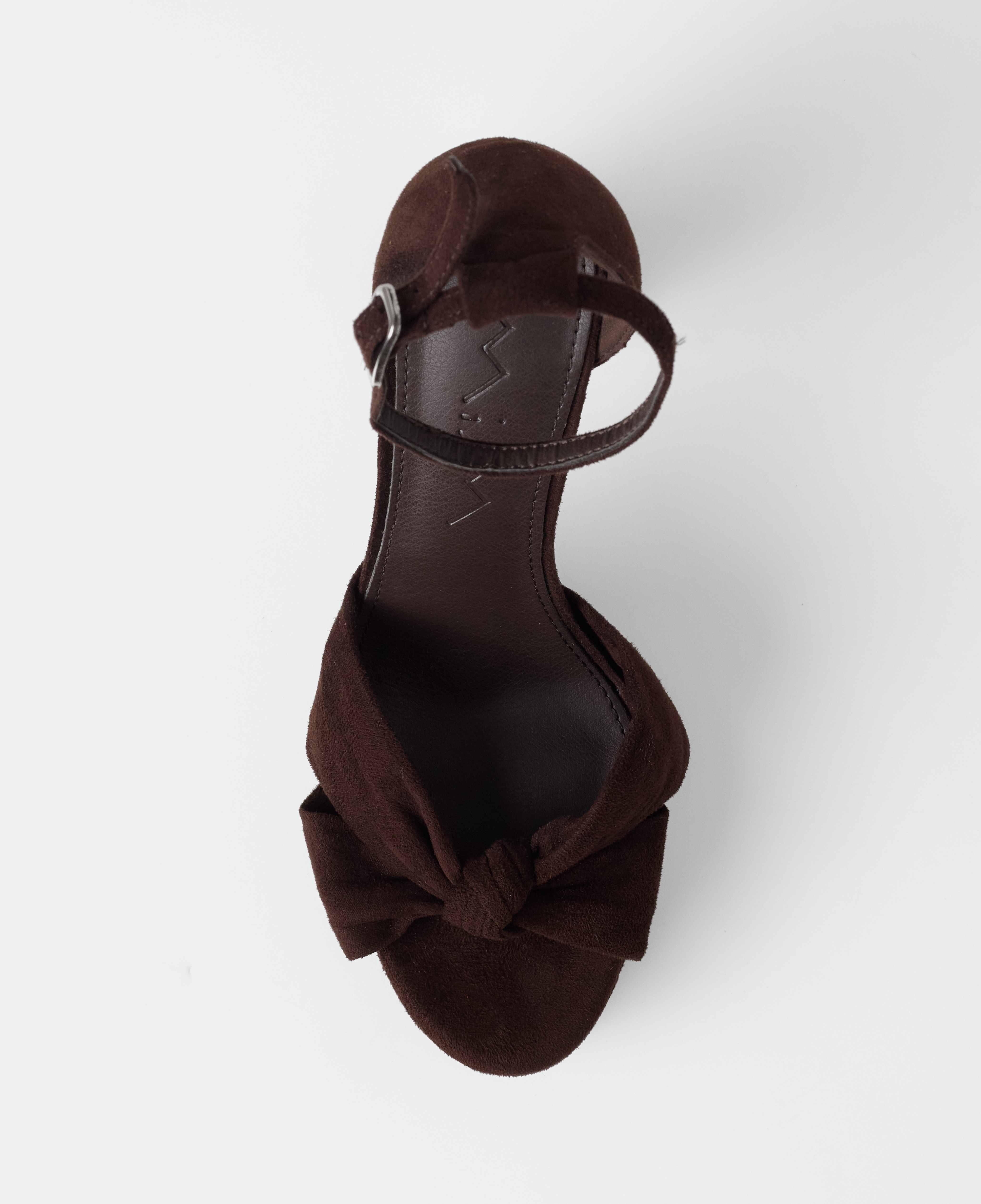 Sandalia de tacón con plataforma xl y parte delantera con detalle de nudo - Mim - Marrón chocolate Marrón chocolate-4